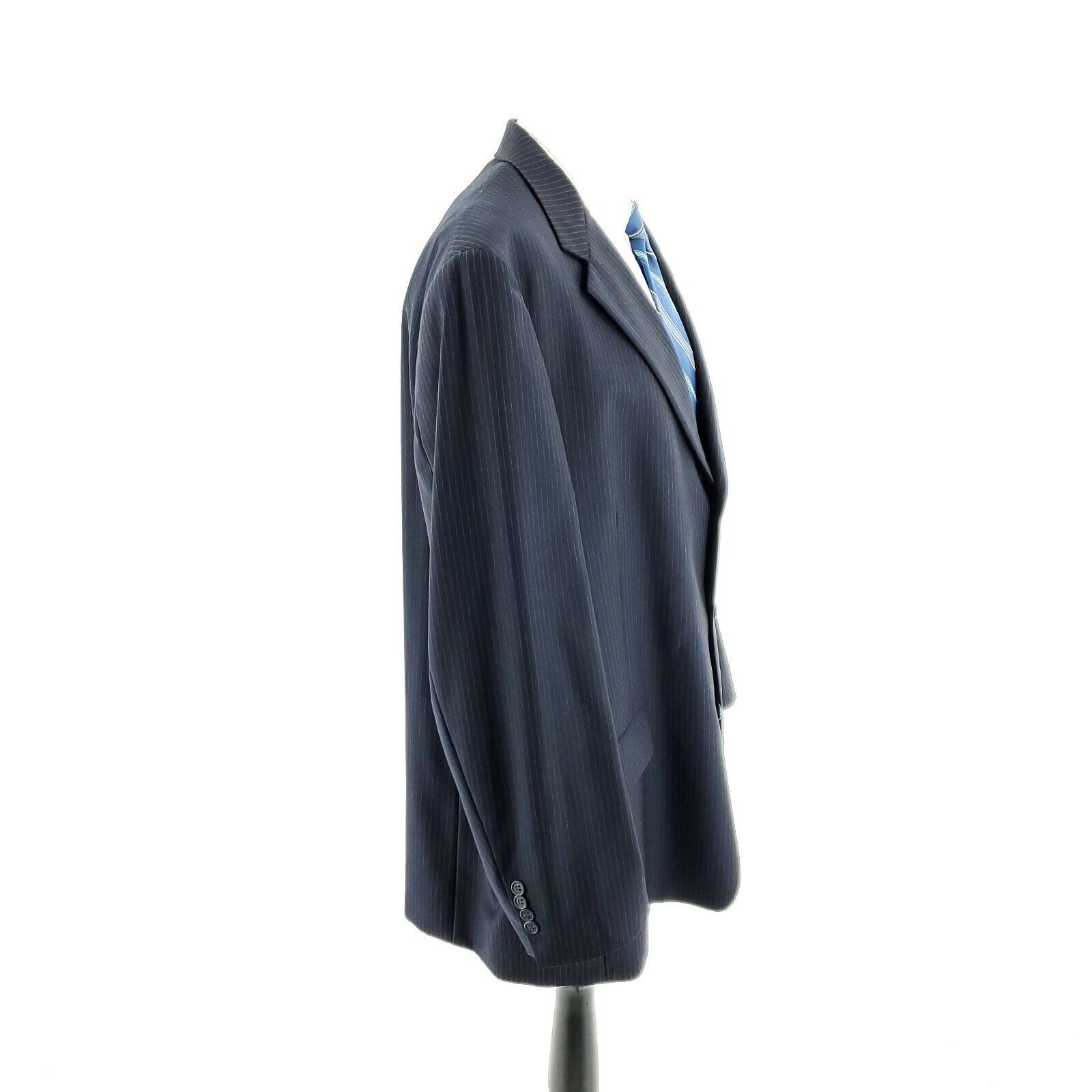 Hart Schaffner Marx DAMAGED Hart Schaffner Marx Wool 3 Button Suit Jacket 46L Bl Size 46L - 6 Thumbnail