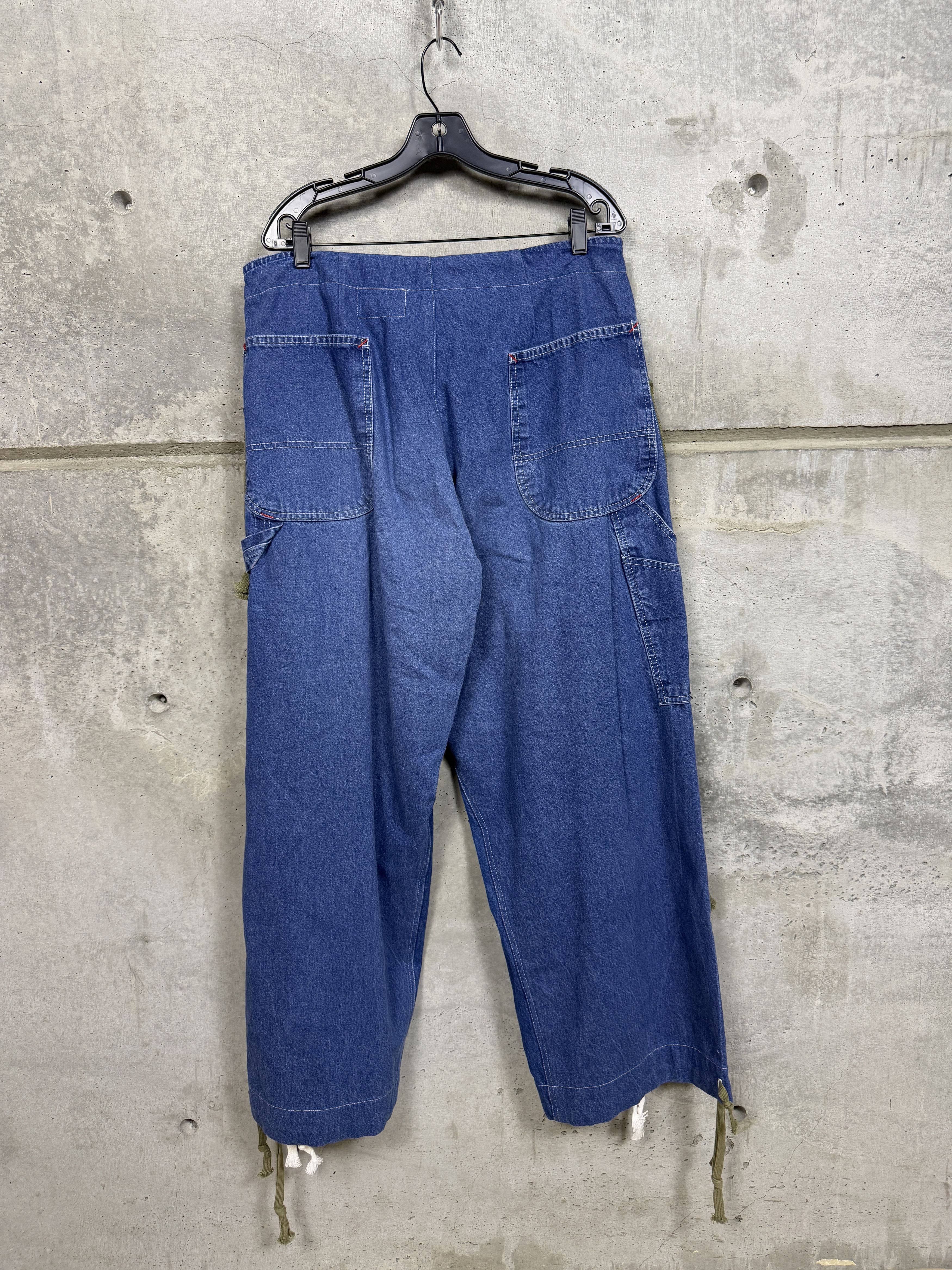 Greg Lauren $1700 Greg Lauren Denim Zip Wide Leg Jeans with Sweats Size US 34 / EU 50 - 3 Thumbnail