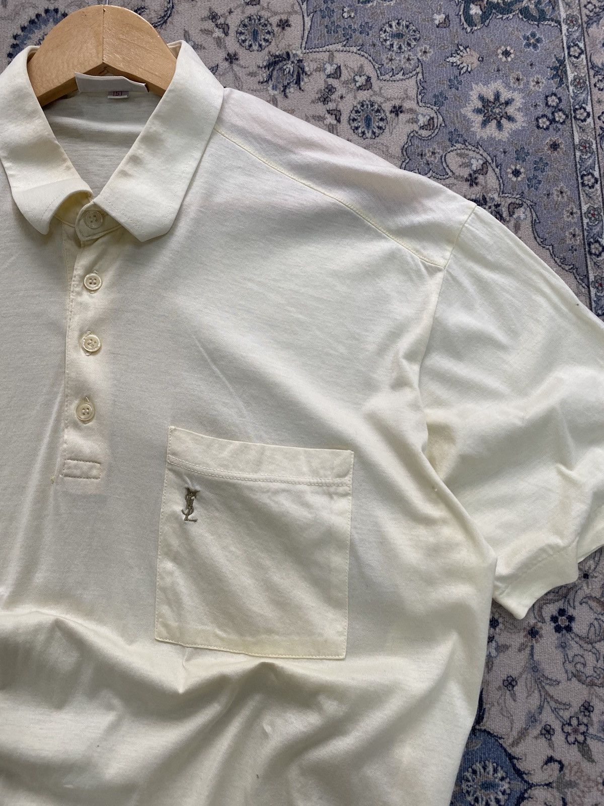 Yves Saint Laurent 80s YSL TRICOTS POUR HOMME SINGLE STITCH COLLAR SHIRT Size US L / EU 52-54 / 3 - 3 Thumbnail