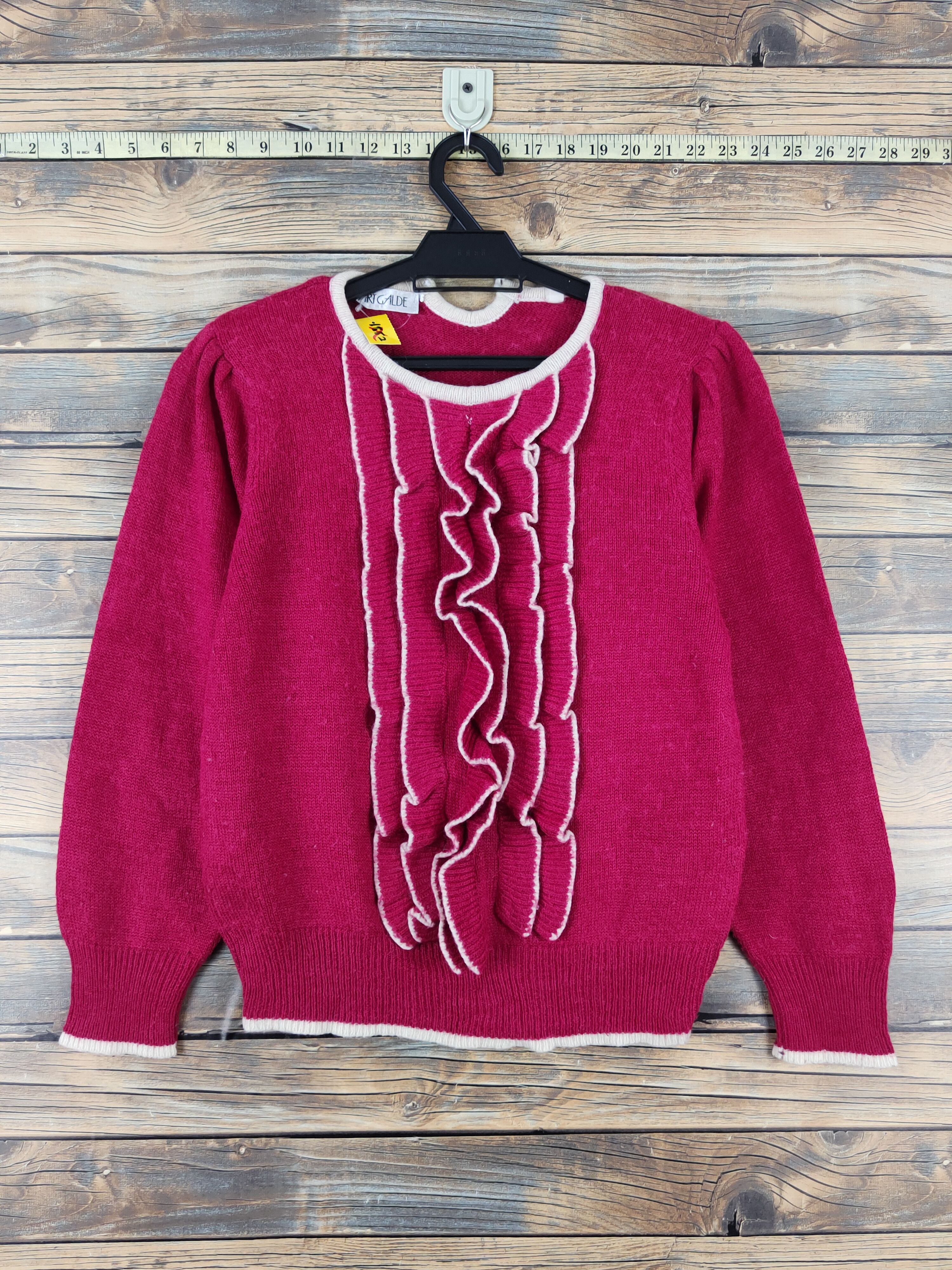 Homespun Knitwear × Japanese Brand × Vintage Art Galde Red Knitwear Sweatshirts #W1005 Size S / US 4 / IT 40 - 1 Thumbnail