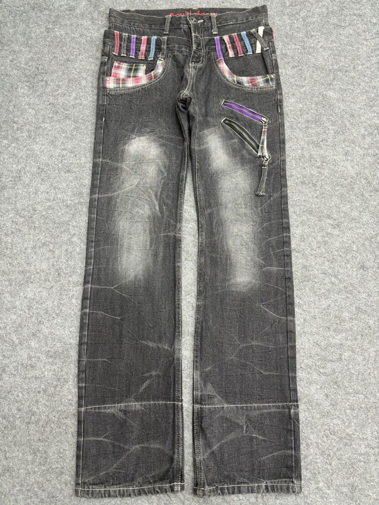 Japanese Brand 💥Doubel Waist💥Sick Japan Style Zipper Stonewash Denim F519 Size US 31 - 21 Thumbnail