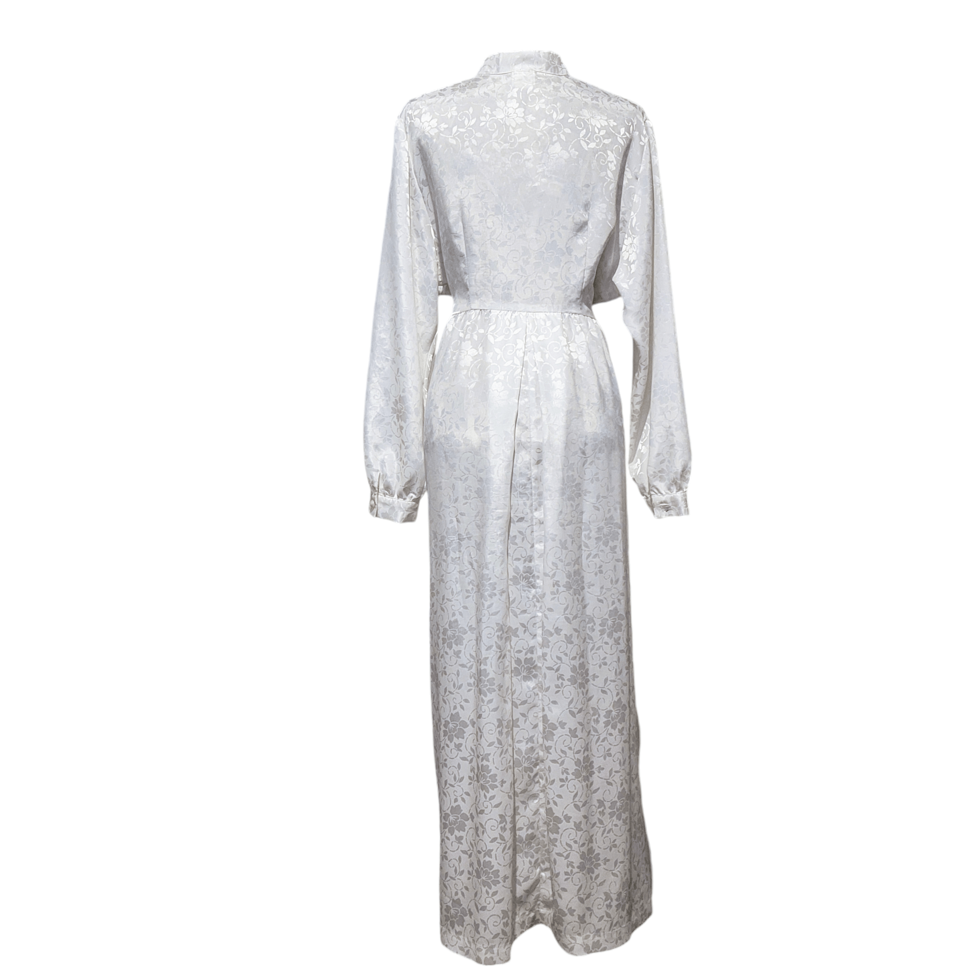 Vintage Vintage White Elegance 70s 80s Long Textured Patterned Dress Size M / US 6-8 / IT 42-44 - 6 Thumbnail