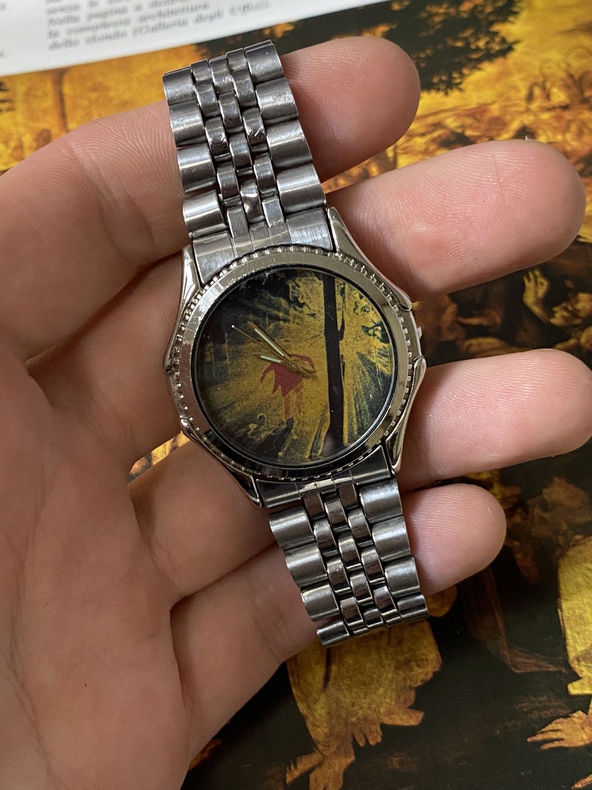 Japanese Brand × Jewelry × Vintage Unique Art-Dial Watch with Steel Bracelet Size ONE SIZE - 6 Thumbnail