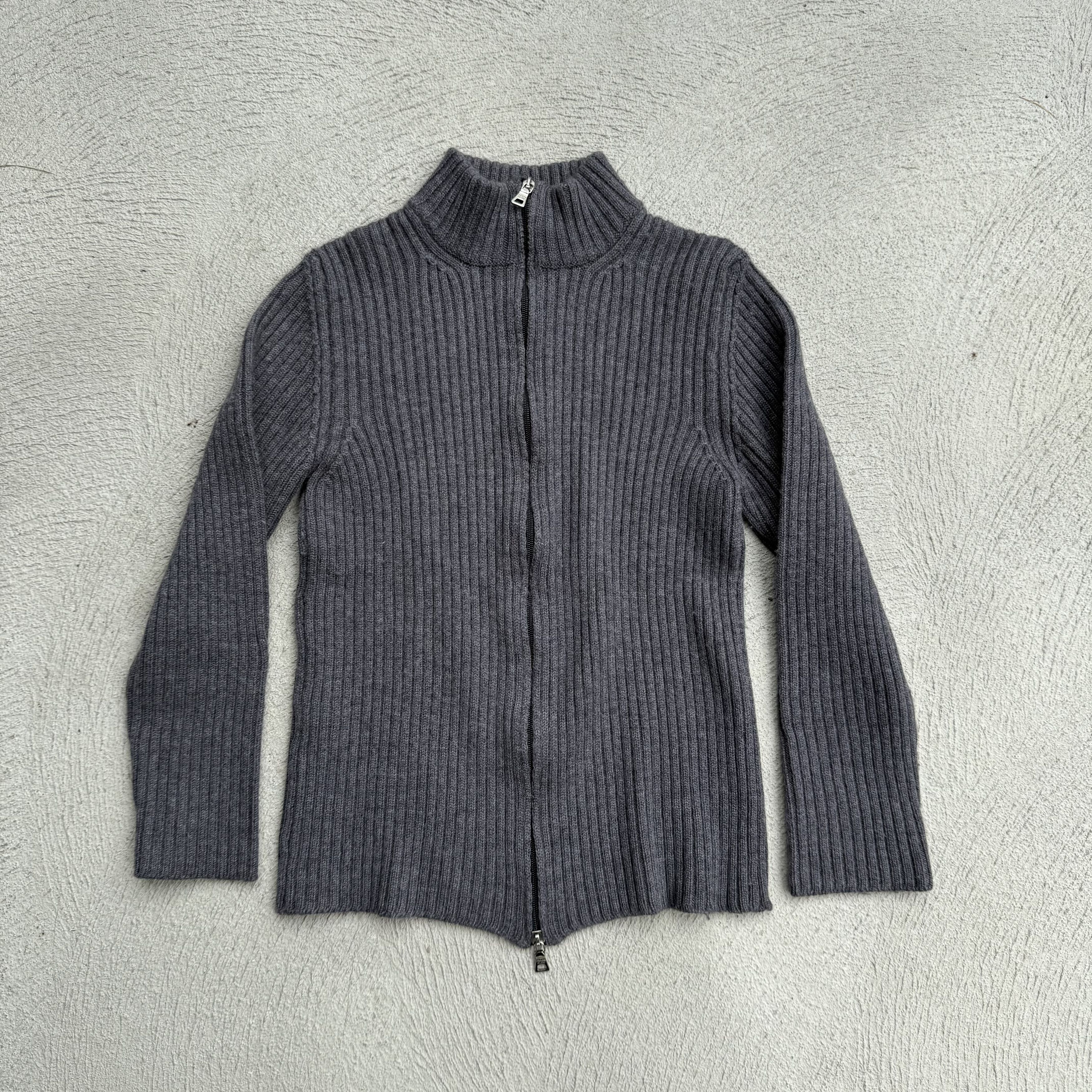 J6442 美品 プラダ ウールカシミヤリブニットドライバーズニット 黒 52 J6442 美品 プラダ ウールカシミヤリブニットドライバーズニット 黒 52