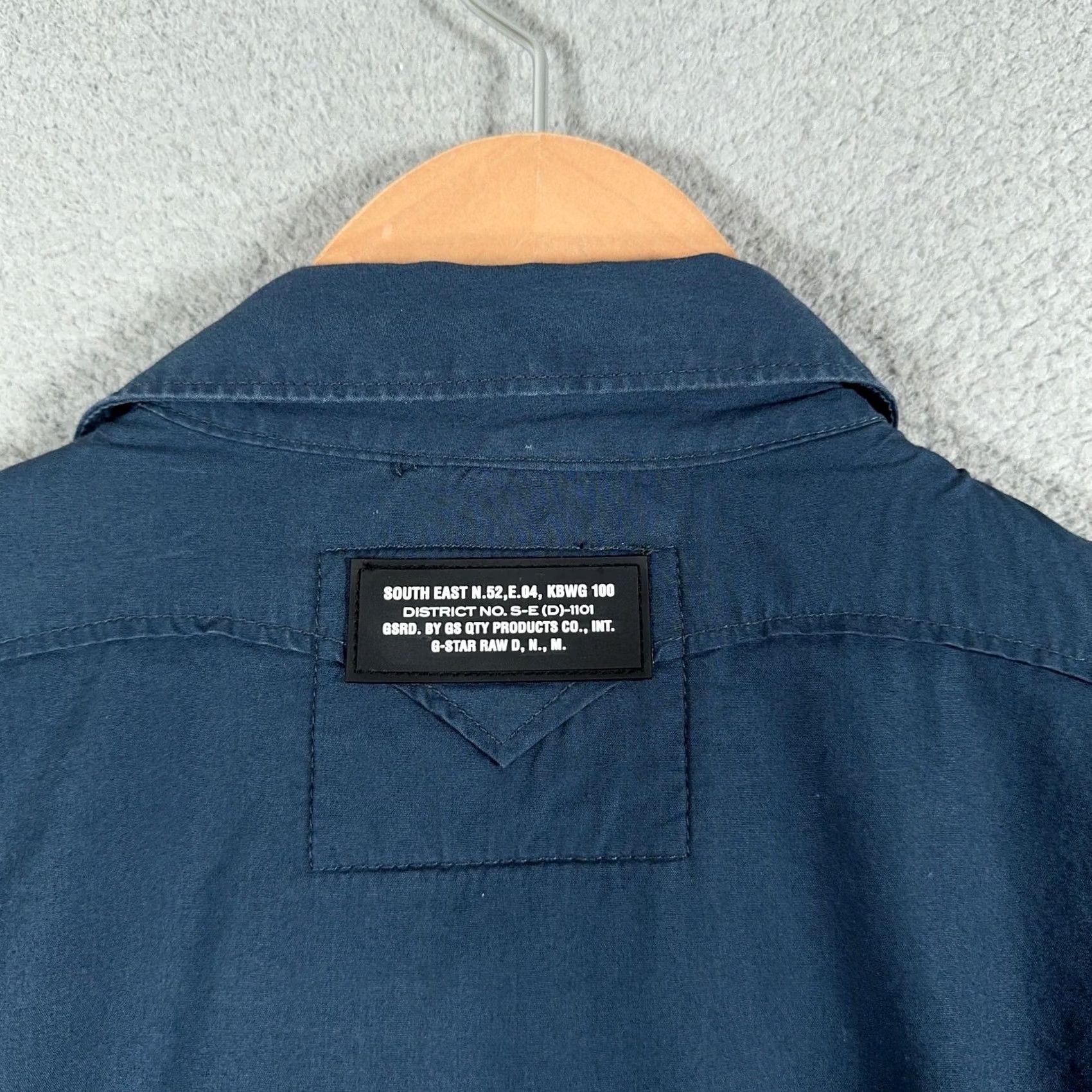 G-Star G Star Raw 3301 Shirt Mens Small Blue Full Zip Snap Front Military Button-Up Collared Long Sleeve Lightweight Pockets Size US S / EU 44-46 / 1 - 5 Thumbnail