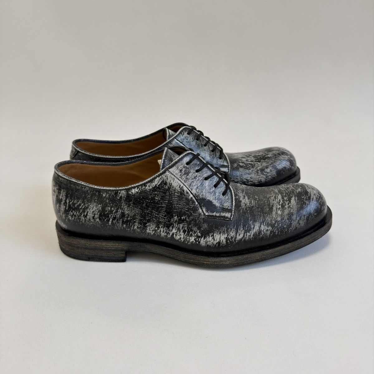 Jil Sander Black/White ‘Distressed Leather’ Derby Shoes Size US 9 / EU 42 - 21 Thumbnail
