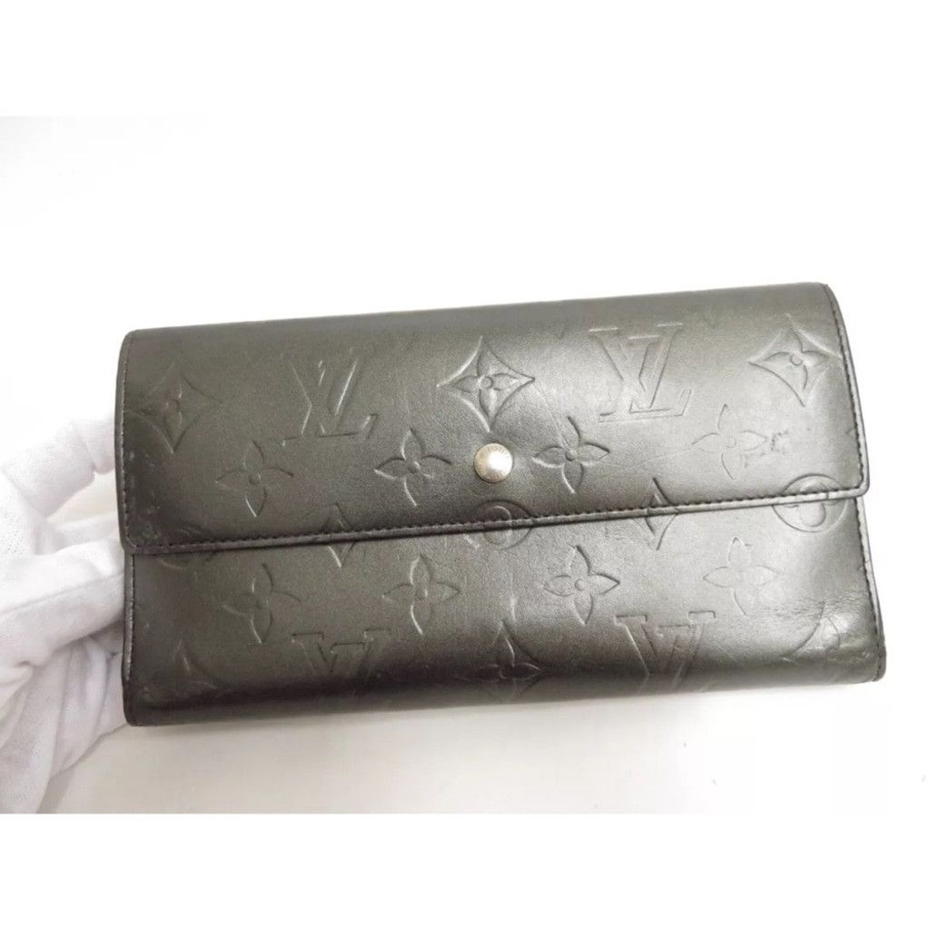 Louis Vuitton Louis Vuitton Matte Black Monogram Long Flap Wallet Size ONE SIZE - 4 Thumbnail
