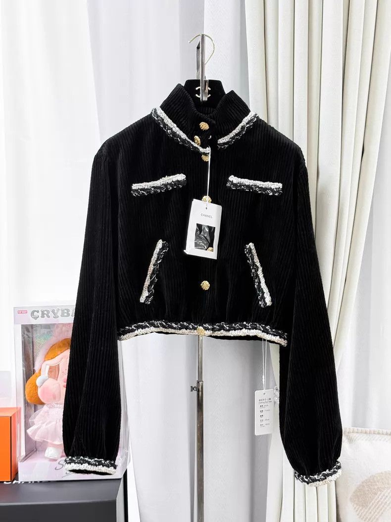 Chanel Chanel Corduroy rolled tweed stand-up collar short jacket Size XS / US 0-2 / IT 36-38 - 1 Thumbnail