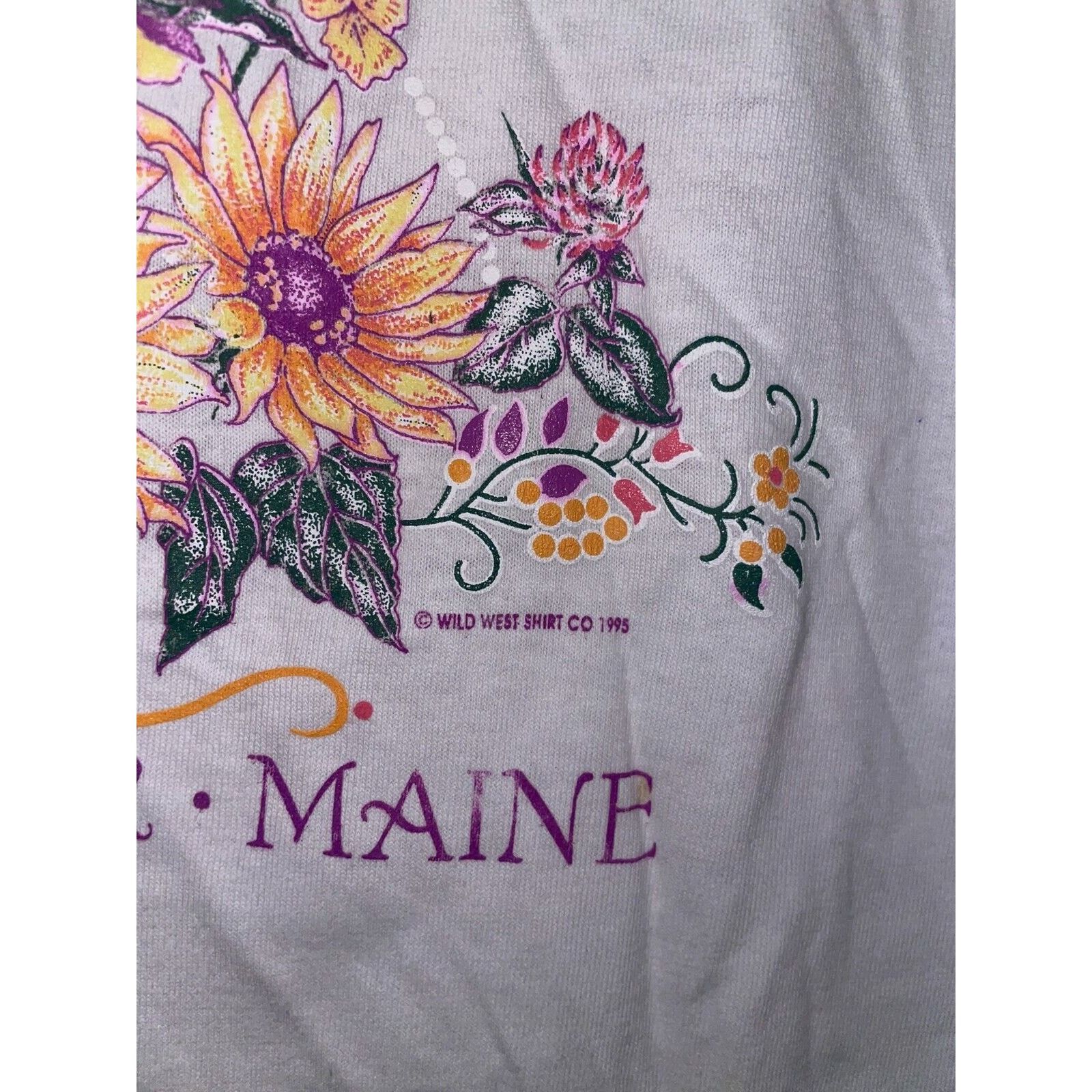 Jerzees × Vintage Vintage Bar Harbor Maine Shirt Flower Garden White L Tee Size L / US 10 / IT 46 - 5 Thumbnail