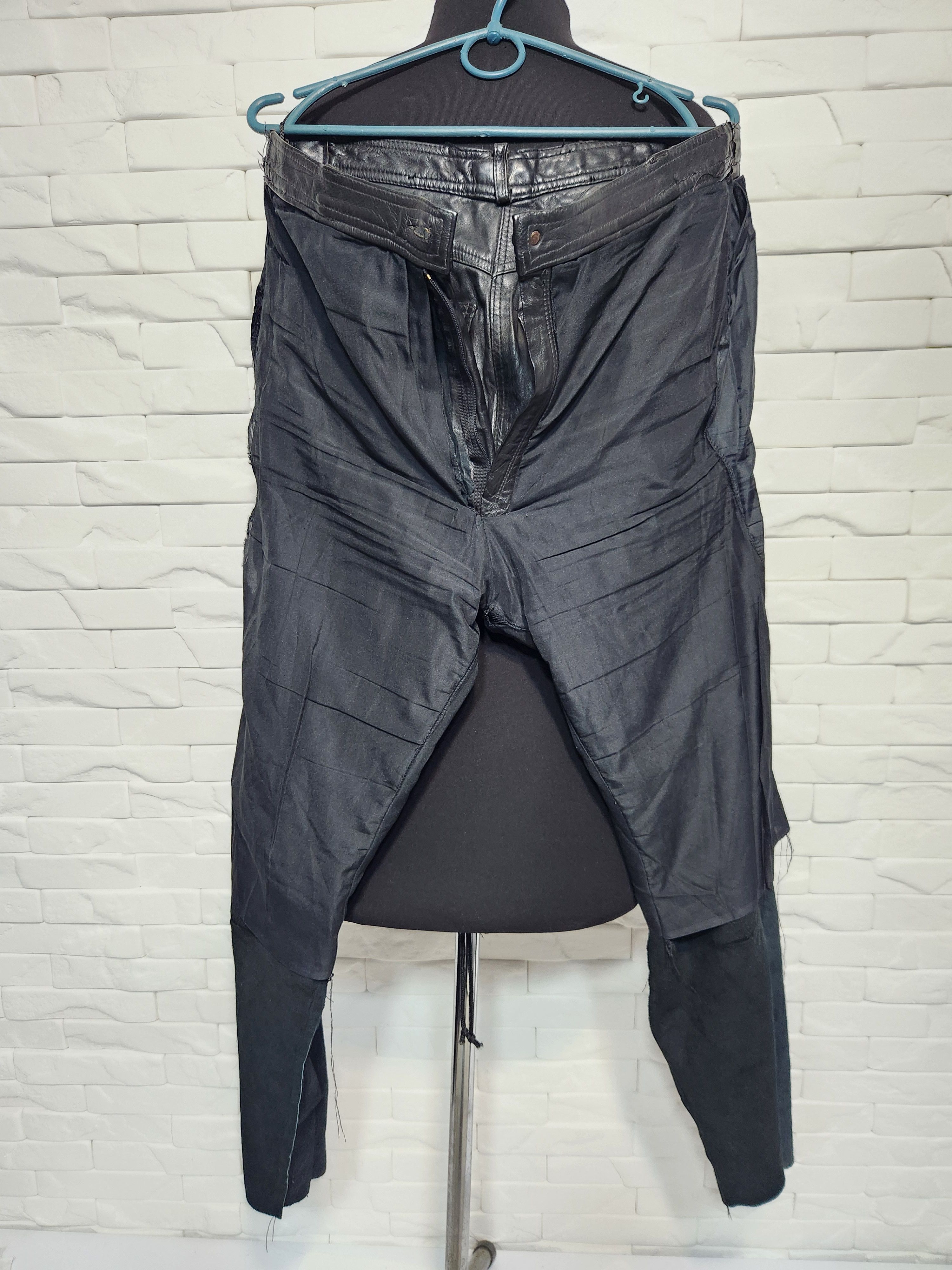 Genuine Leather Black Leather Pants Decorative Lacing. Size US 33 - 8 Thumbnail