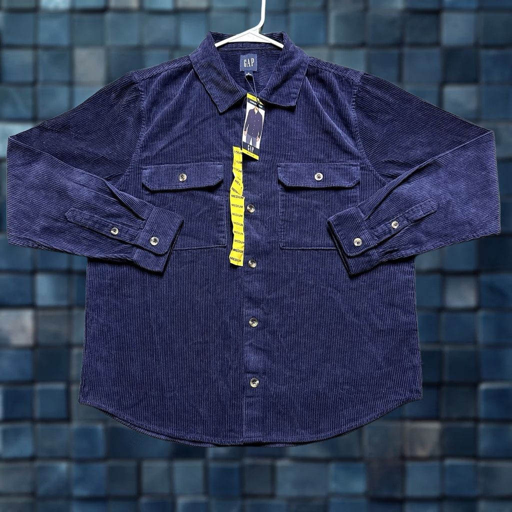 Gap GAP Shirt Mens Medium Navy Blue Button Up Corduroy Long Sleeve Size US M / EU 48-50 / 2 - 1 Thumbnail