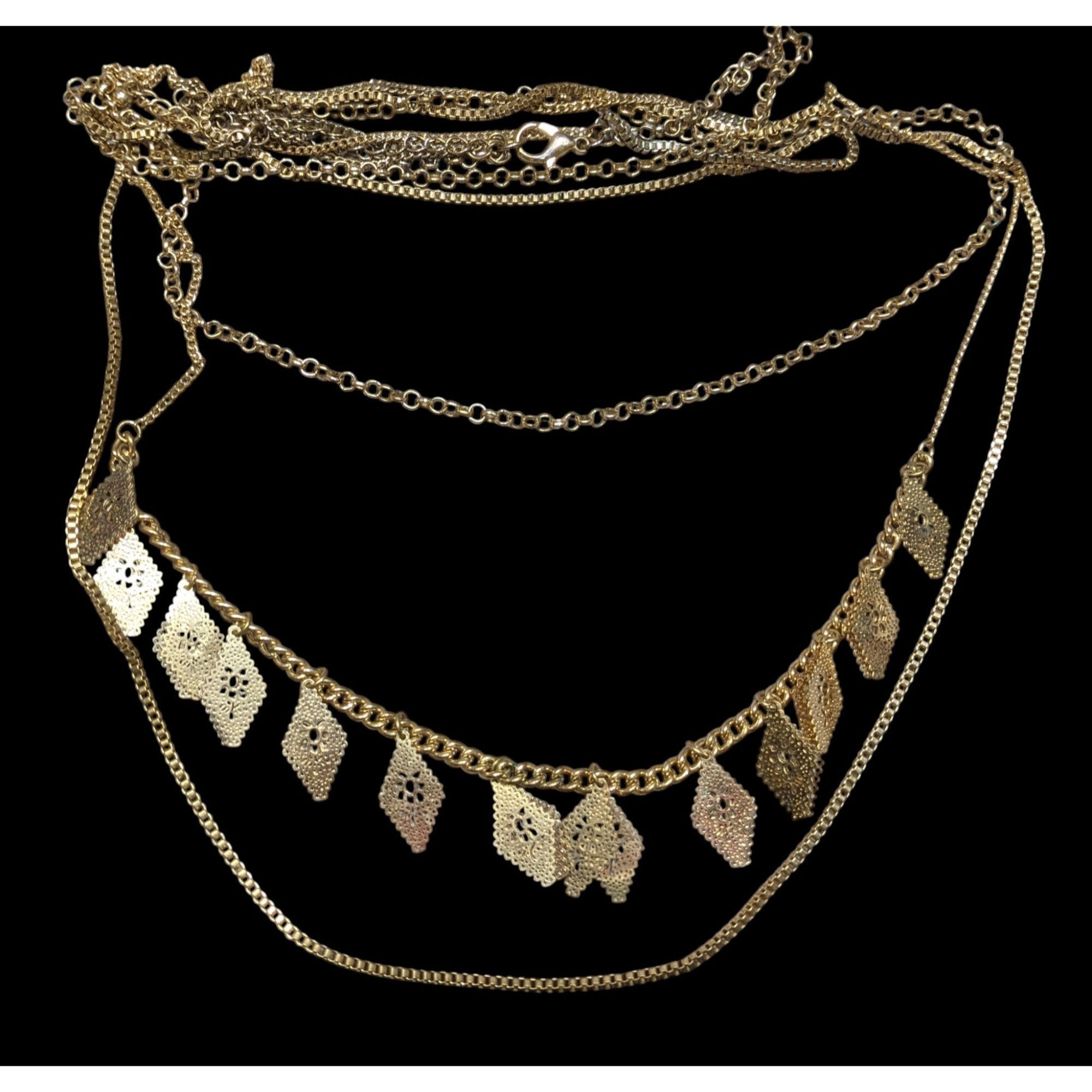 Other Bohemian Layered Gold-Tone Necklace With Intricate Filigree Size ONE SIZE - 2 Thumbnail