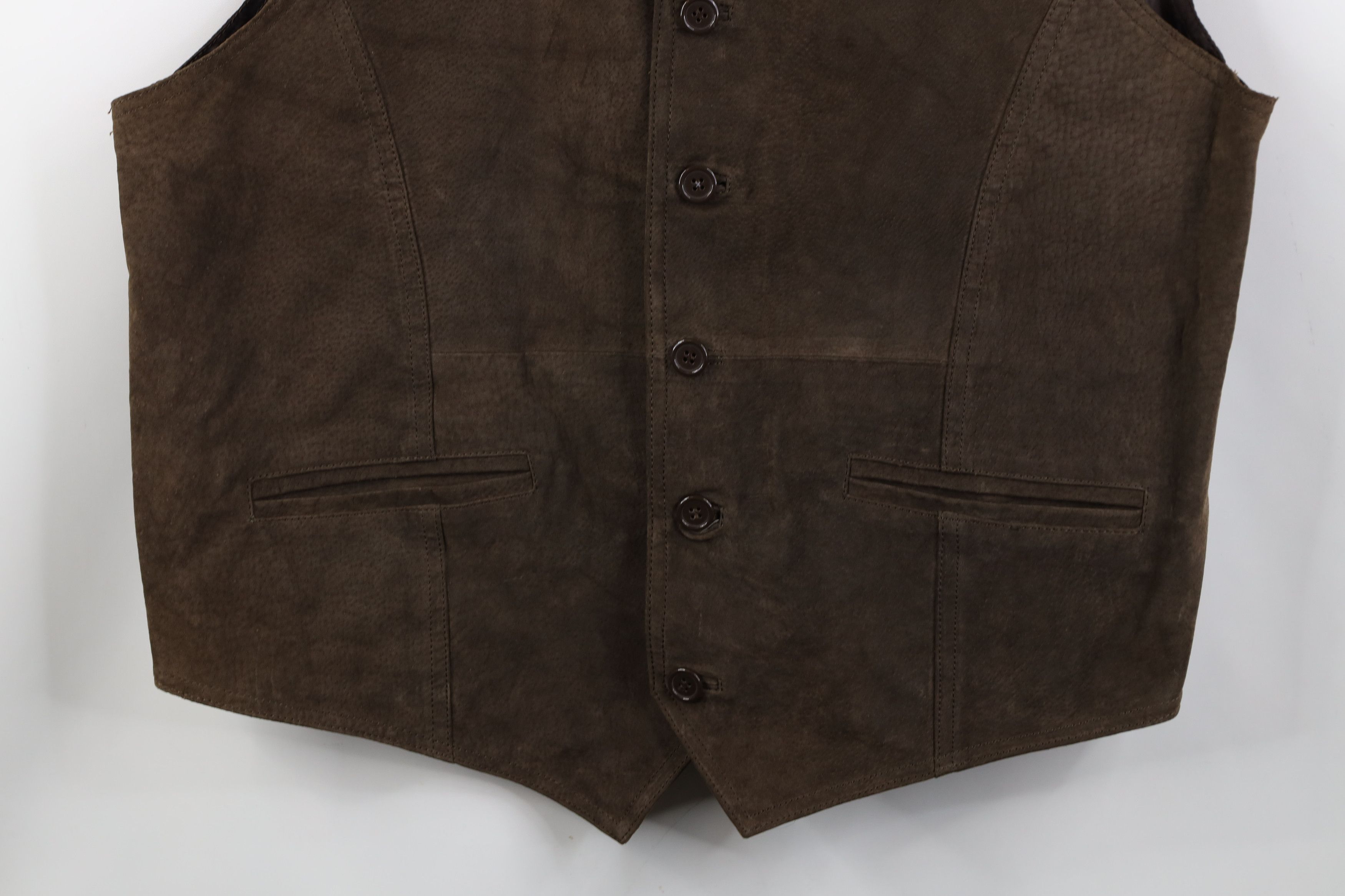 Vintage Vintage 90s Streetwear Suede Leather Buckle Back Vest Jacket Size US XL / EU 56 / 4 - 3 Thumbnail