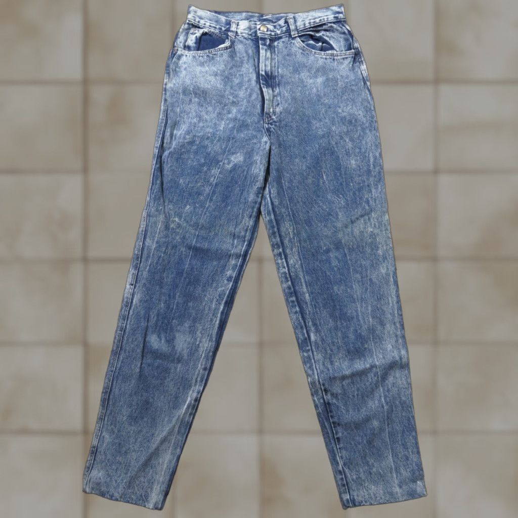 Denime VINTAGE Pizzazz High-Rise Mom Denim Jeans Women 9 28x28 Blue 1980s Straight 4-Pocket Western Cowboy Casual Mens Womens Girls Boys Size 30" / US 8 / IT 44 - 1 Thumbnail
