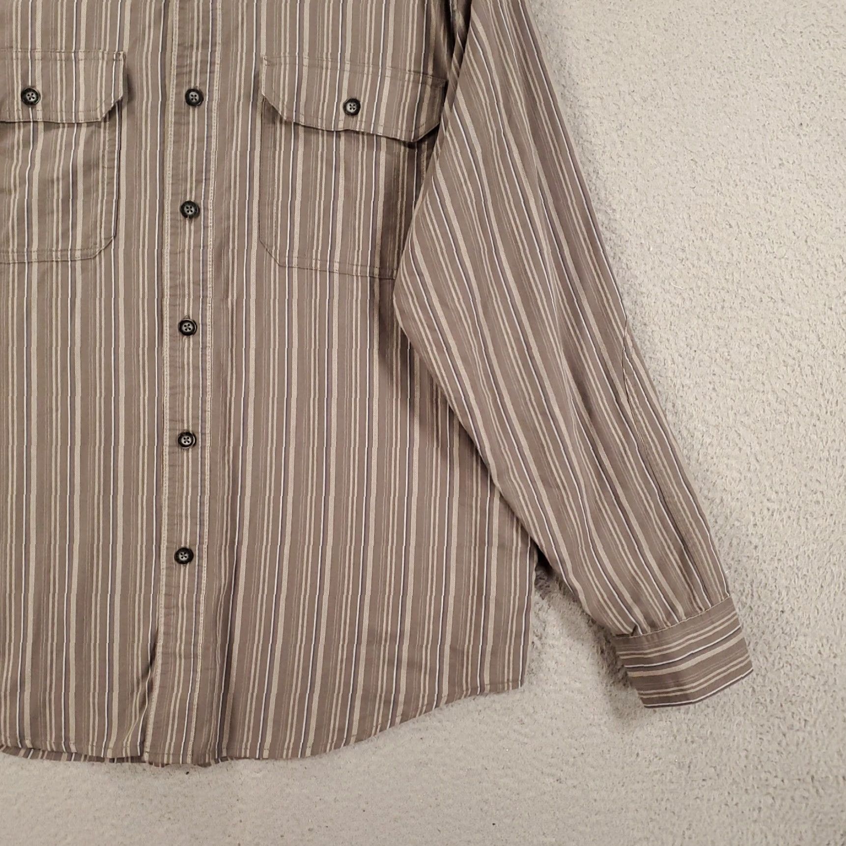Harley Davidson Harley-Davidson Shirt Mens L Gray Striped Button-Up Embroidered Cotton Long Sleeve USA Size US L / EU 52-54 / 3 - 6 Thumbnail