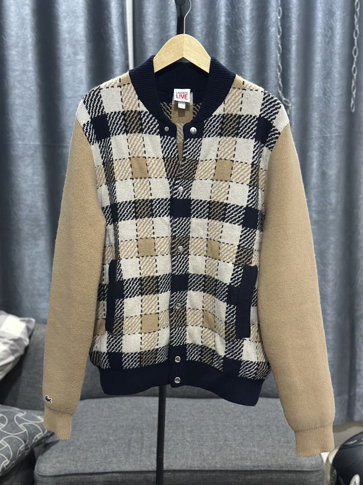 Lacoste Lacoste Checkered Wool Bomber Jacket Size US L / EU 52-54 / 3 - 1 Thumbnail