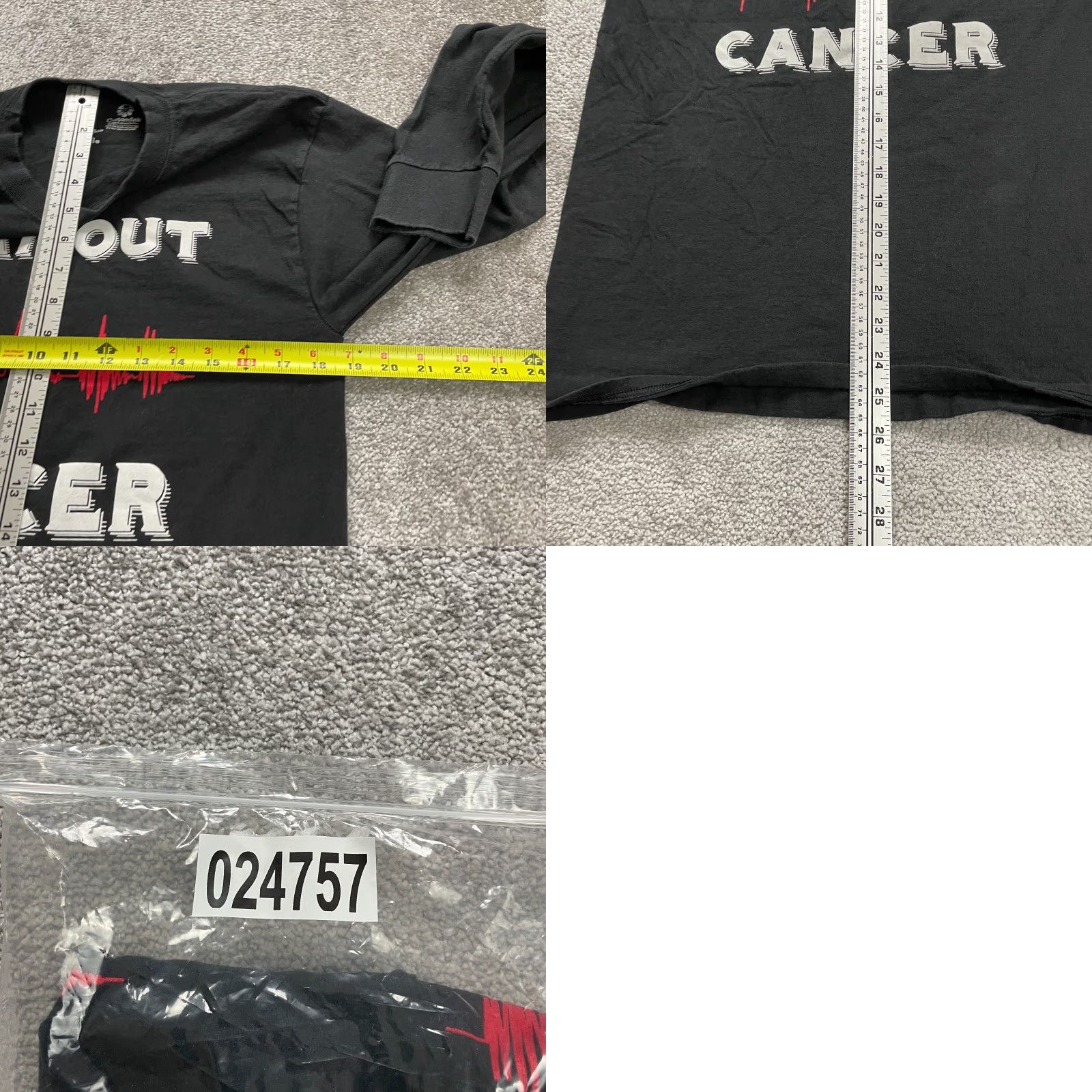 Hanes Hanes TAGLESS Long Sleeve Tee Unisex M Black Graphic Cancer Awareness Shirt Vintage: No Size US M / EU 48-50 / 2 - 8 Thumbnail
