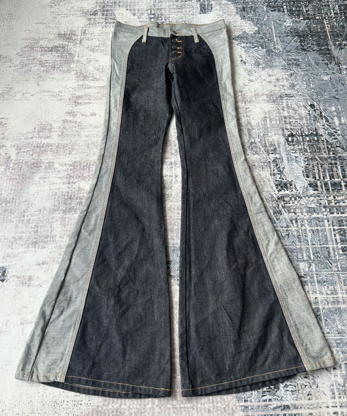Japanese Brand Super Flared Rockstar Punk Jeans Size US 28 / EU 44 - 1 Thumbnail