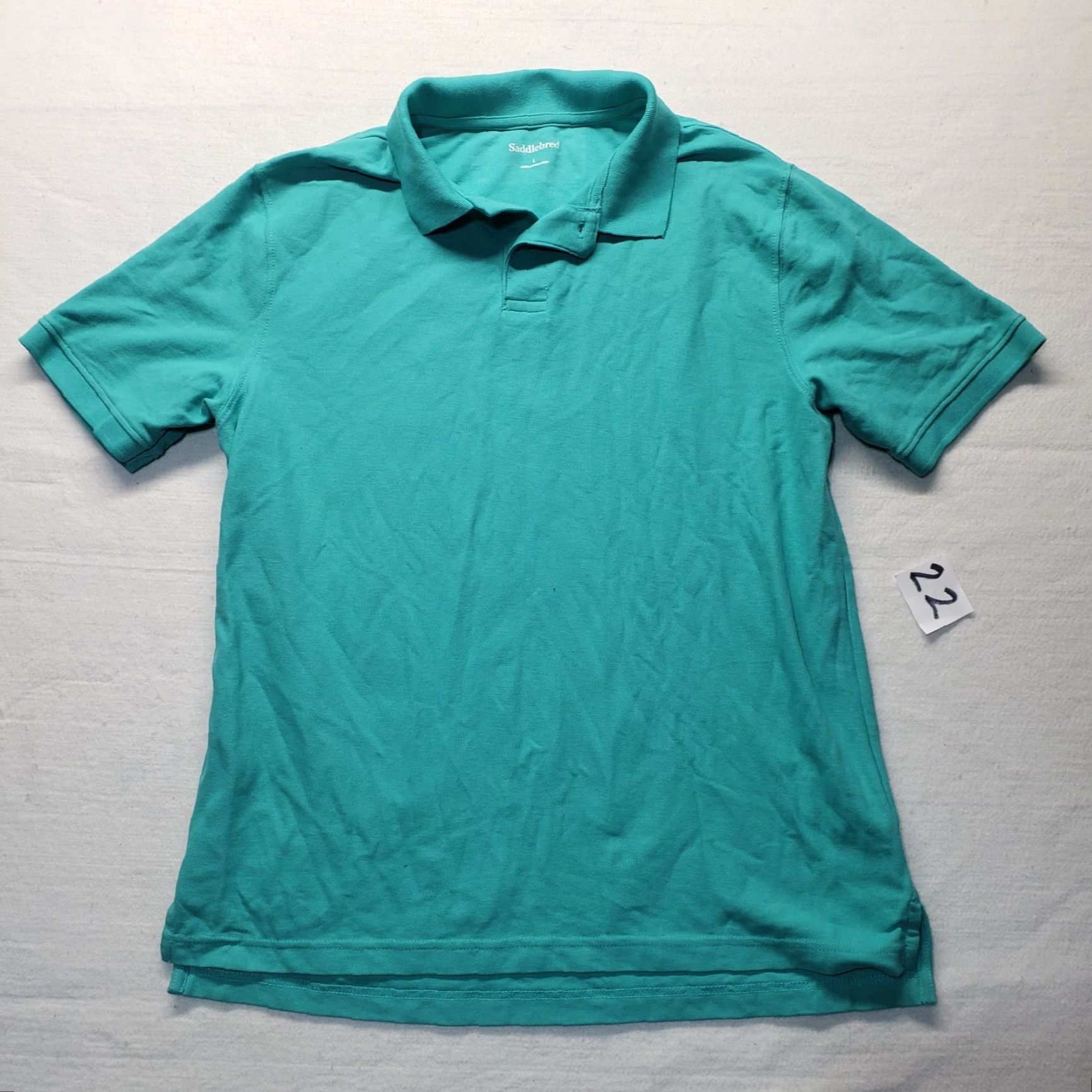 Vintage Saddlebred Polo Shirt Solid Light Blue Blue Polo Tee Shirt Short Sleeve Adult Men's L Large Size US L / EU 52-54 / 3 - 2 Thumbnail