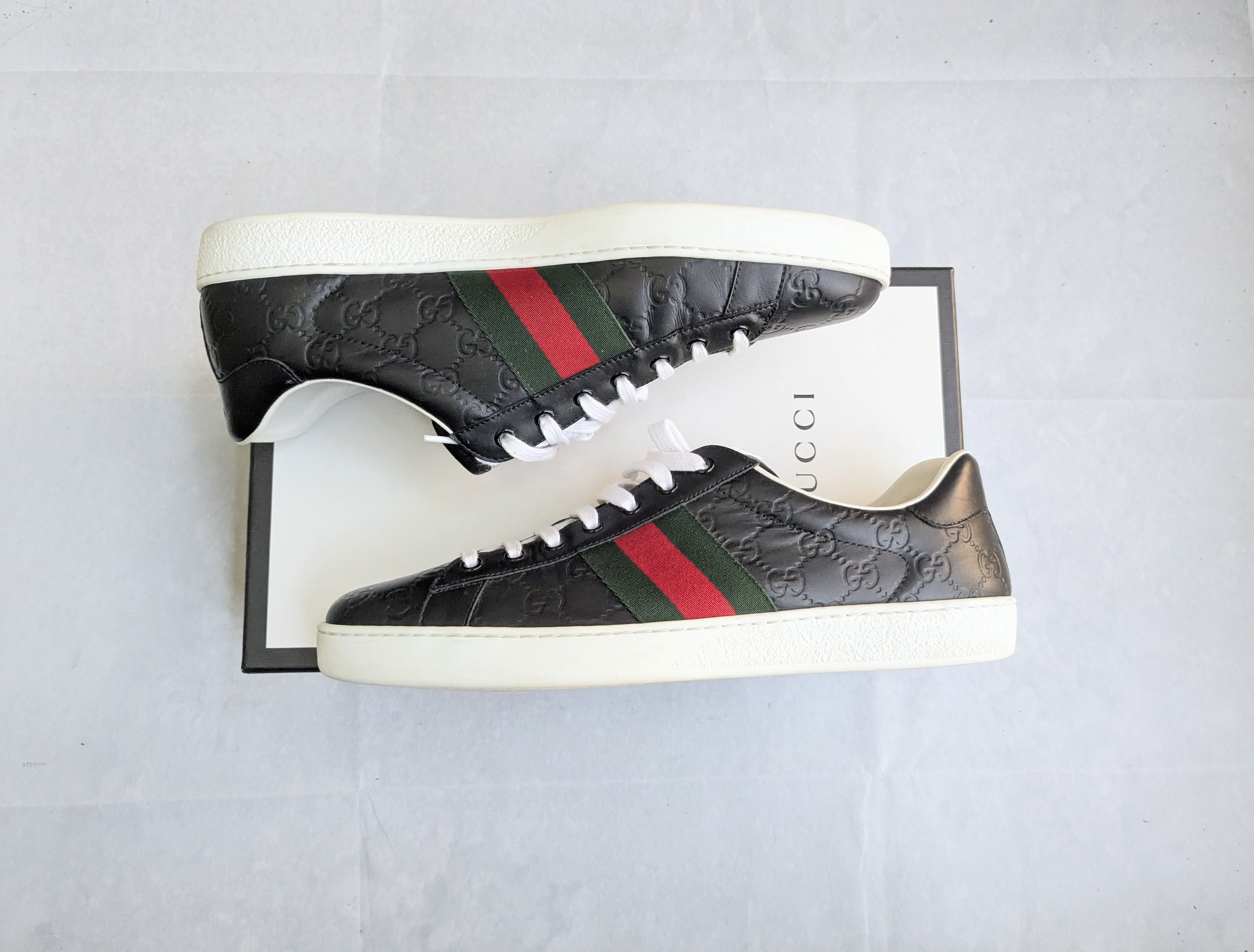 Gucci Gucci Ace Sneakers Monogram GG Logo 12.5 Black Size US 12.5 / EU 45-46 - 4 Thumbnail