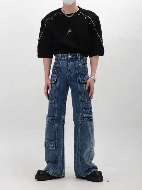 VIBE Micro-flare jeans with retro unique pockets Size US 34 / EU 50 - 3 Thumbnail