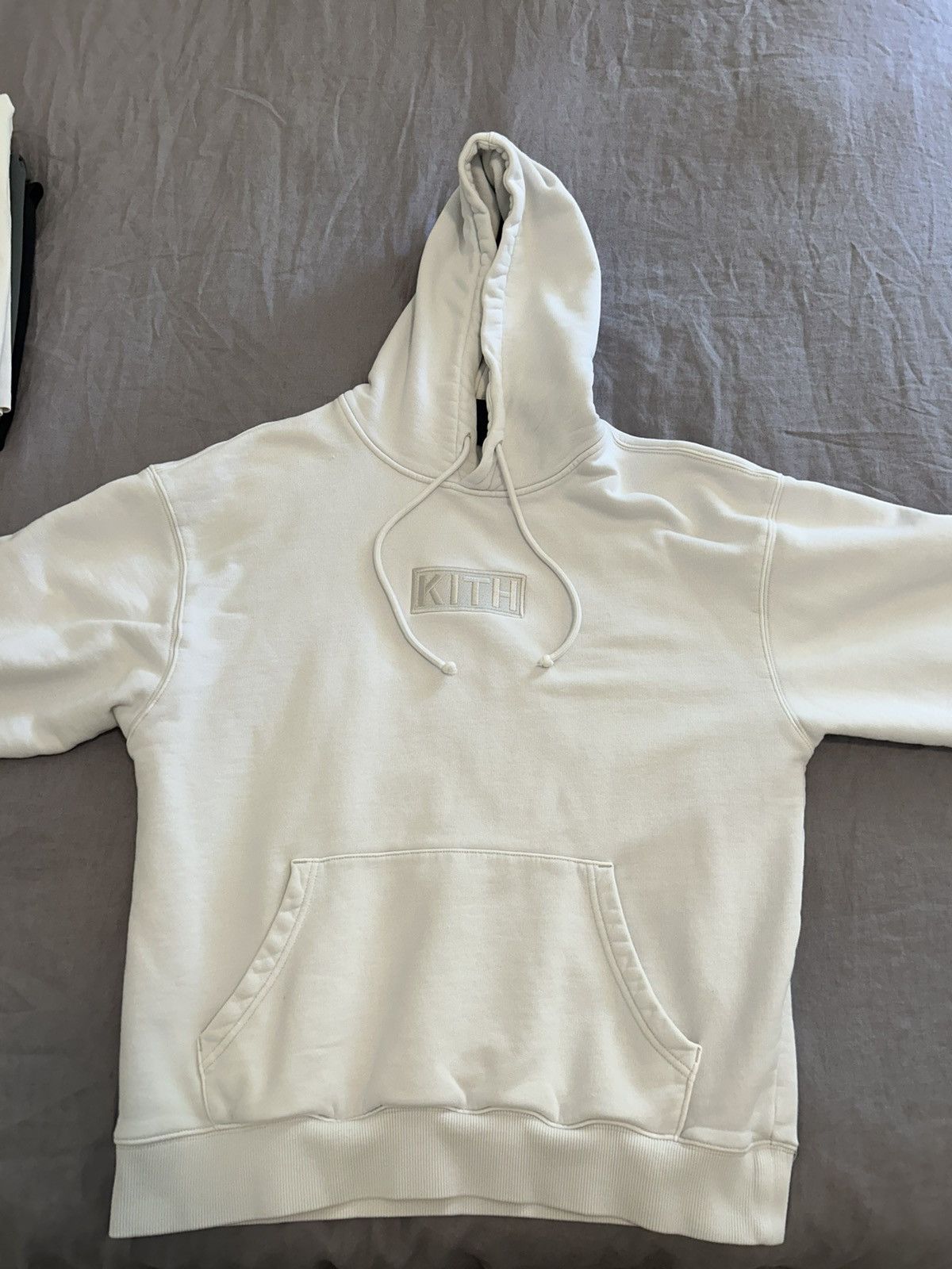 image of Kith Box Logo Hoodie - Beige, Men's (Size Small)