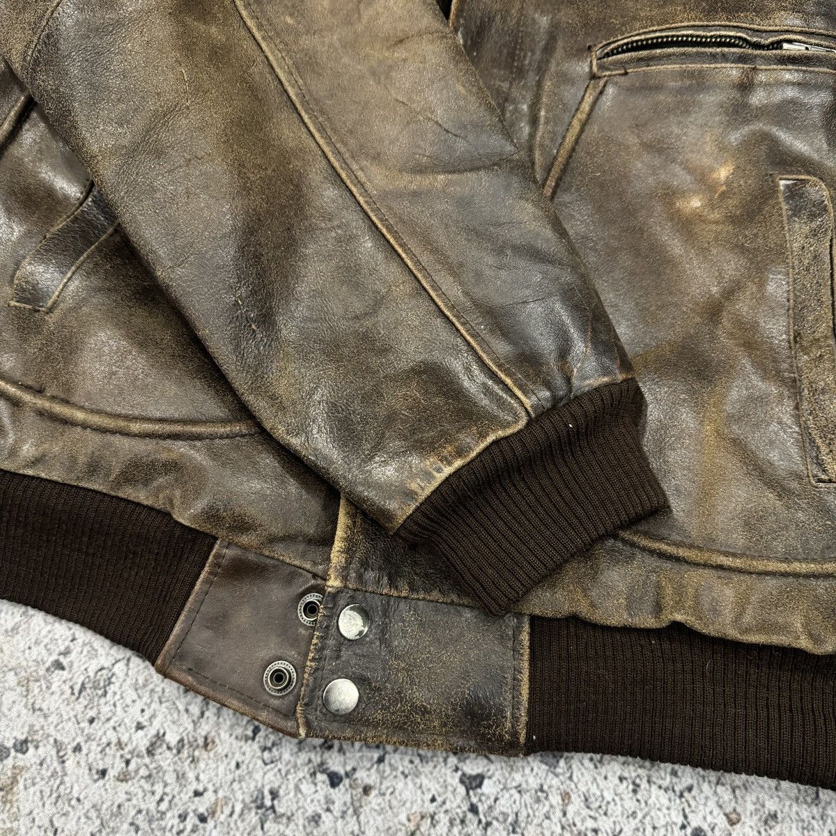Vintage Thrashed Faded Destroyed Cracked Leather Bomber ERD Grunge Size US S / EU 44-46 / 1 - 10 Thumbnail