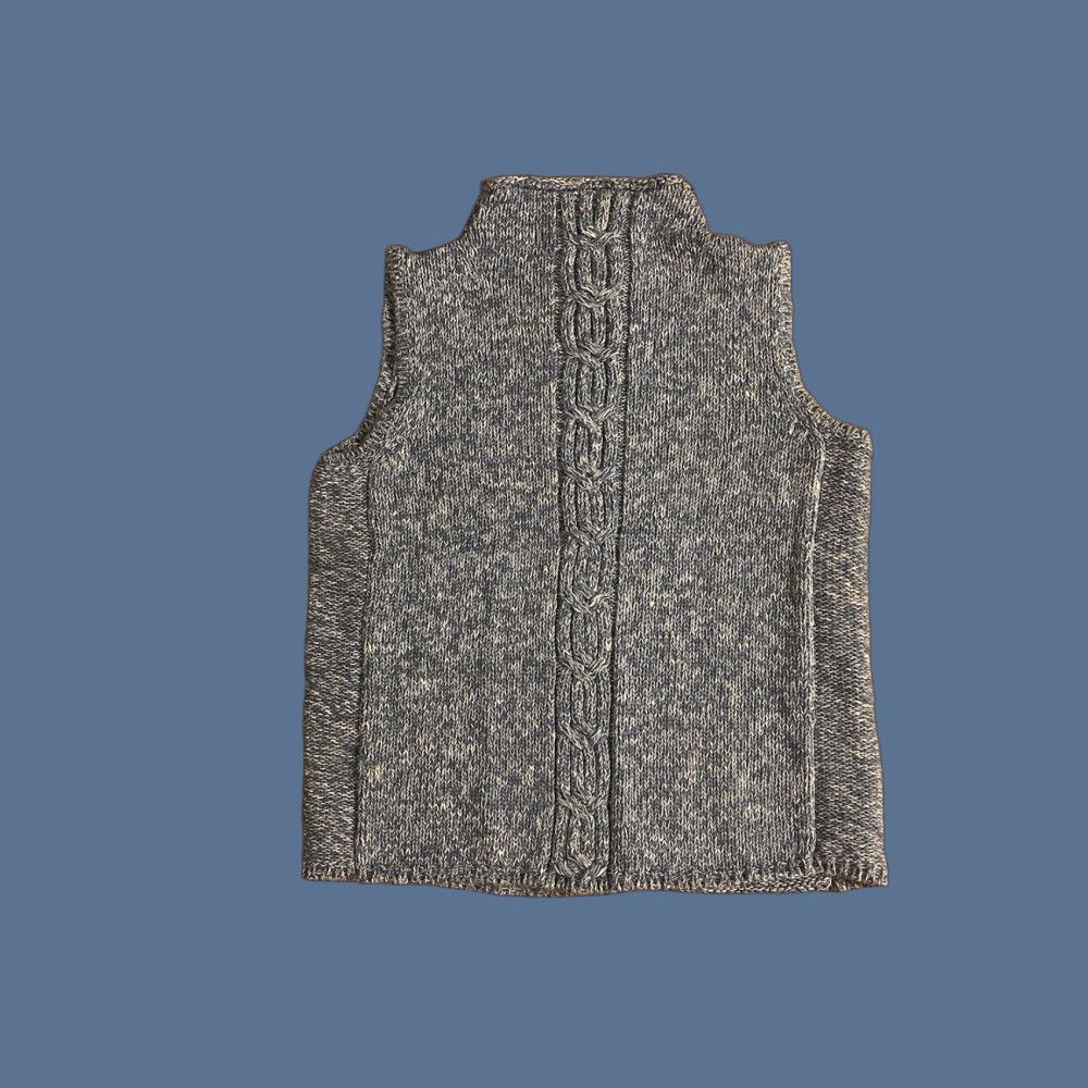 Anthropologie VINTAGE Curio Sweater Vest Women’s Large L Blue White Cable-Knit Mock Neck Sleeveless Casual 90s Retro Classic Preppy Knit Vest Womens Size L / US 10 / IT 46 - 1 Thumbnail