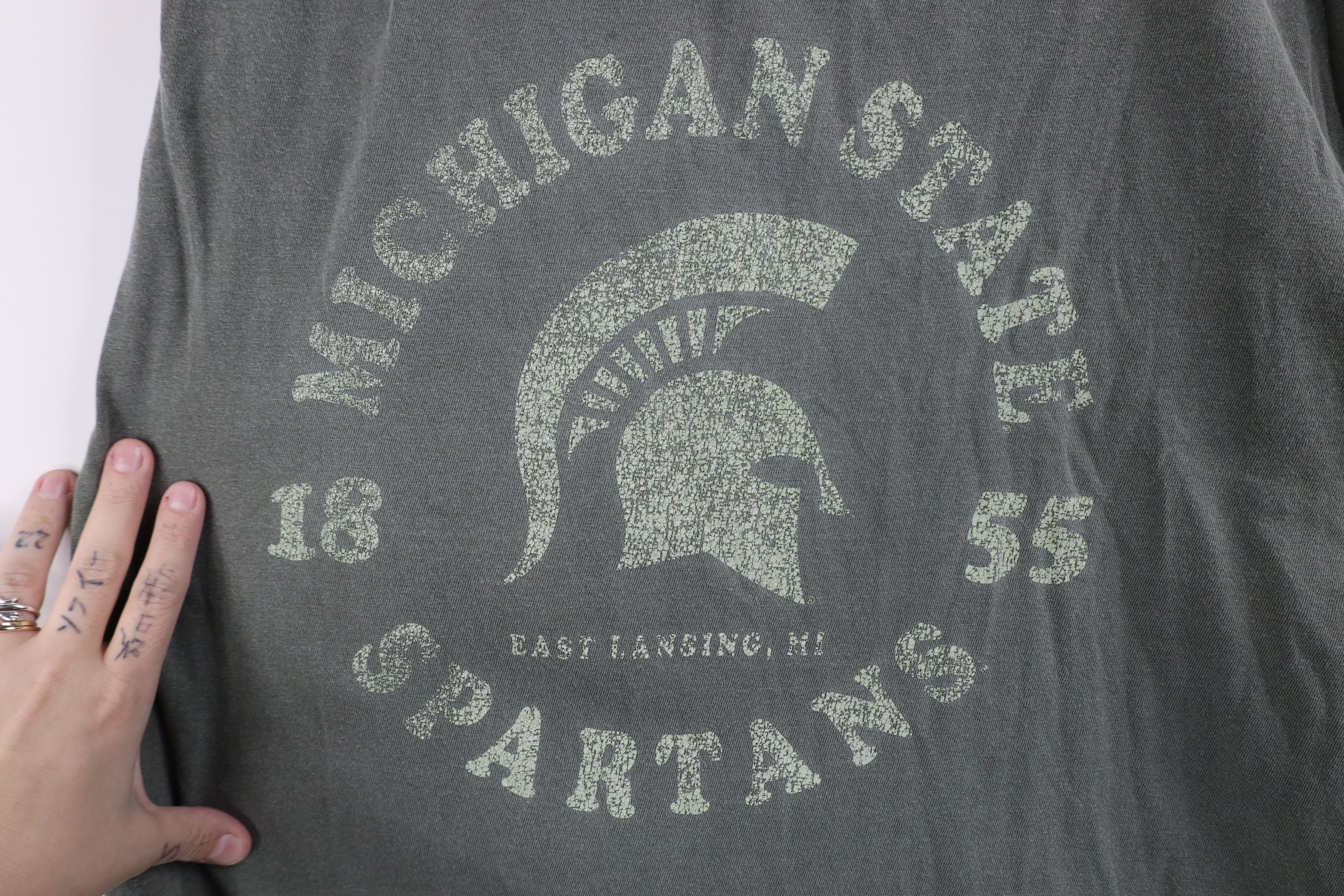 Vintage Vintage Stonewash Michigan State University T-Shirt Green Size US XL / EU 56 / 4 - 4 Thumbnail