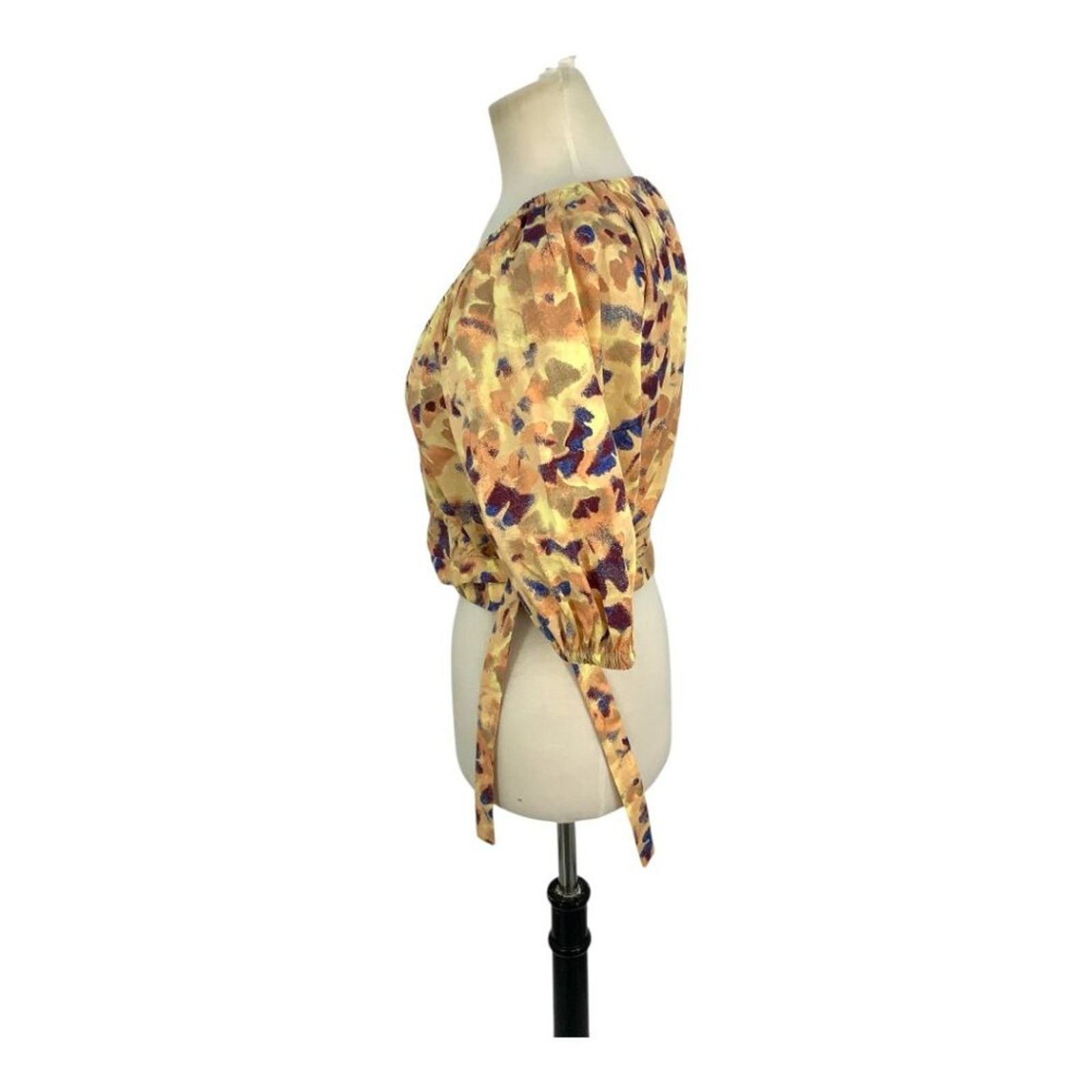 Other Open Edit Puff Sleeve Wrap Blouse Yellow Medium NWOT $59 MSP Size M / US 6-8 / IT 42-44 - 5 Thumbnail