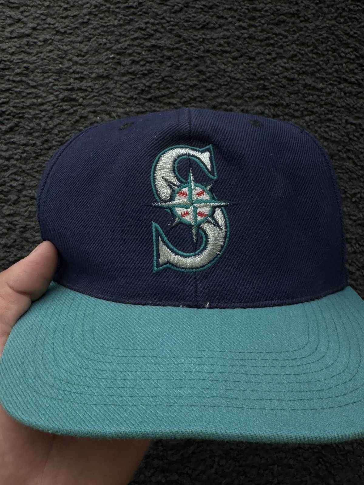 MLB Vtg Rare MLB Seattle Mariners Logo 7 Two Tone Wool Snapback Size ONE SIZE - 2 Thumbnail