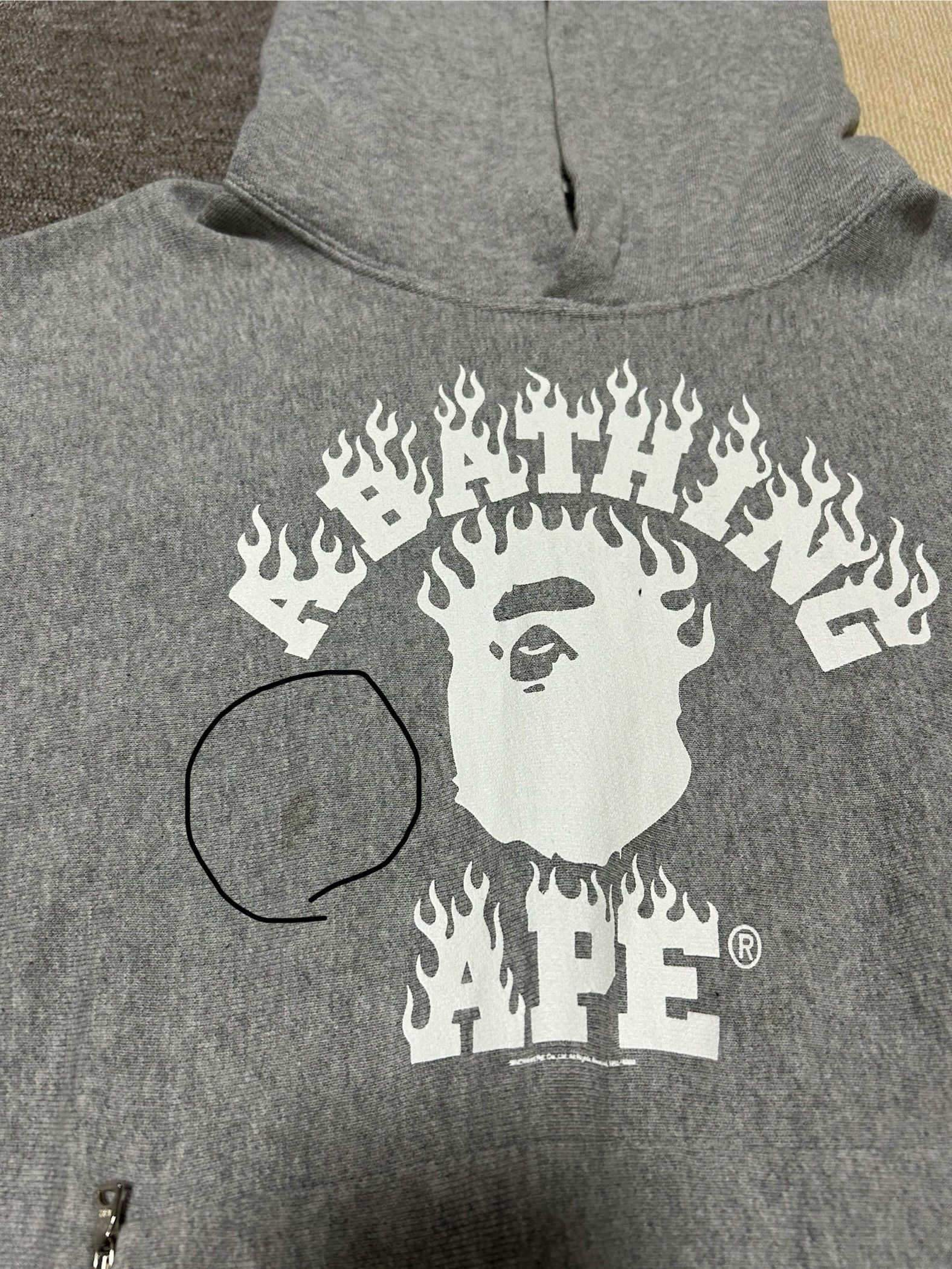 Bape Bape Gray Fire College Logo Flame Pullover Hoodie Size US S / EU 44-46 / 1 - 5 Thumbnail