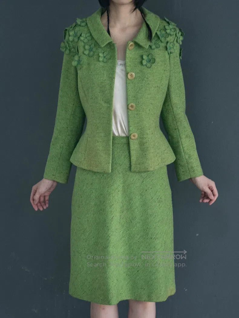 Kenzo Kenzo Kelly green wool floral suit Size XS / US 0-2 / IT 36-38 - 6 Thumbnail