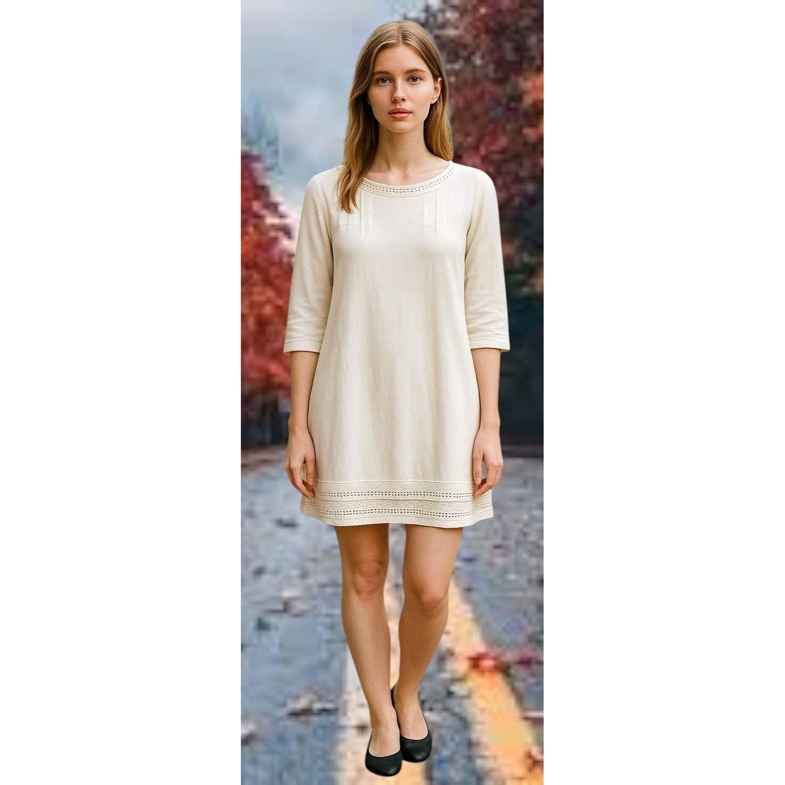 J. Jill J Jill Dress XS Extra Small Cream Work Casual Church Open C Size XS / US 0-2 / IT 36-38 - 2 Thumbnail