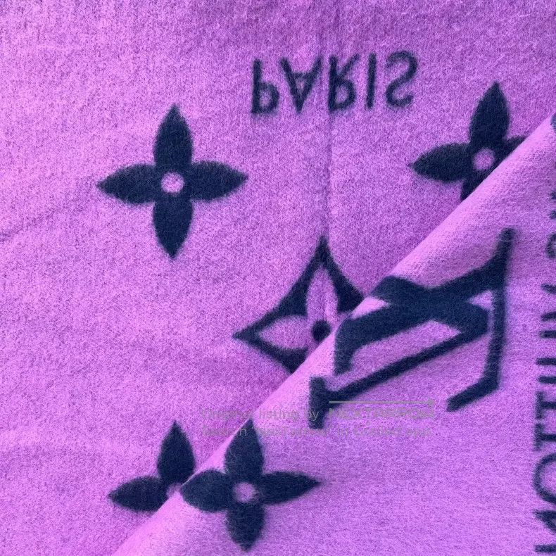 Louis Vuitton Louis Vuitton Pink purple large area Logo jacquard fringe Size ONE SIZE - 3 Thumbnail