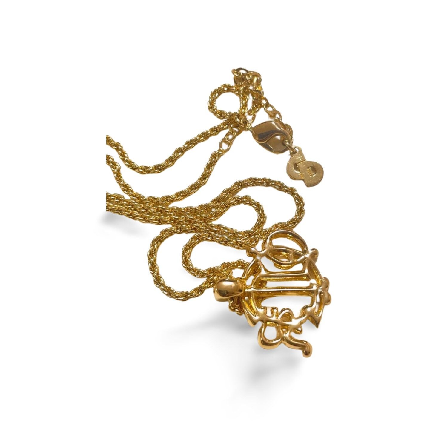 Dior MINT. Vintage Christian Dior golden detailed logo necklace Size ONE SIZE - 7 Thumbnail