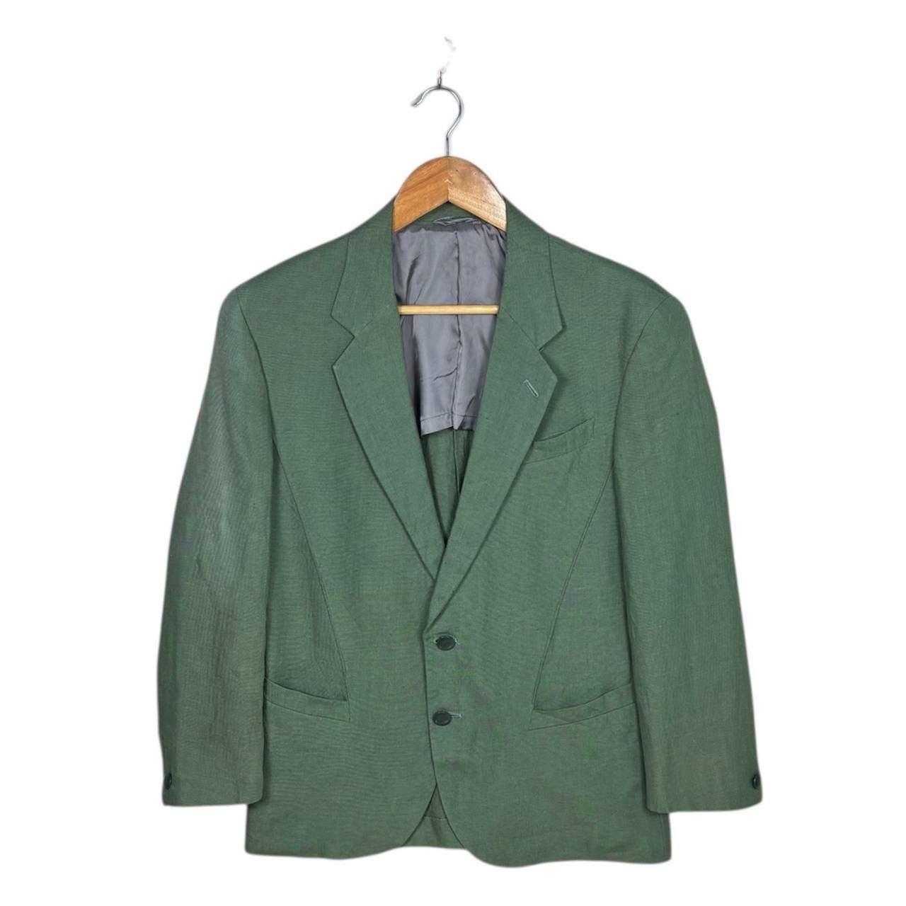 Thierry Mugler Vintage Thierry Mugler Paris Green 100% Linen Blazer 165A4 Size 36R - 1 Thumbnail