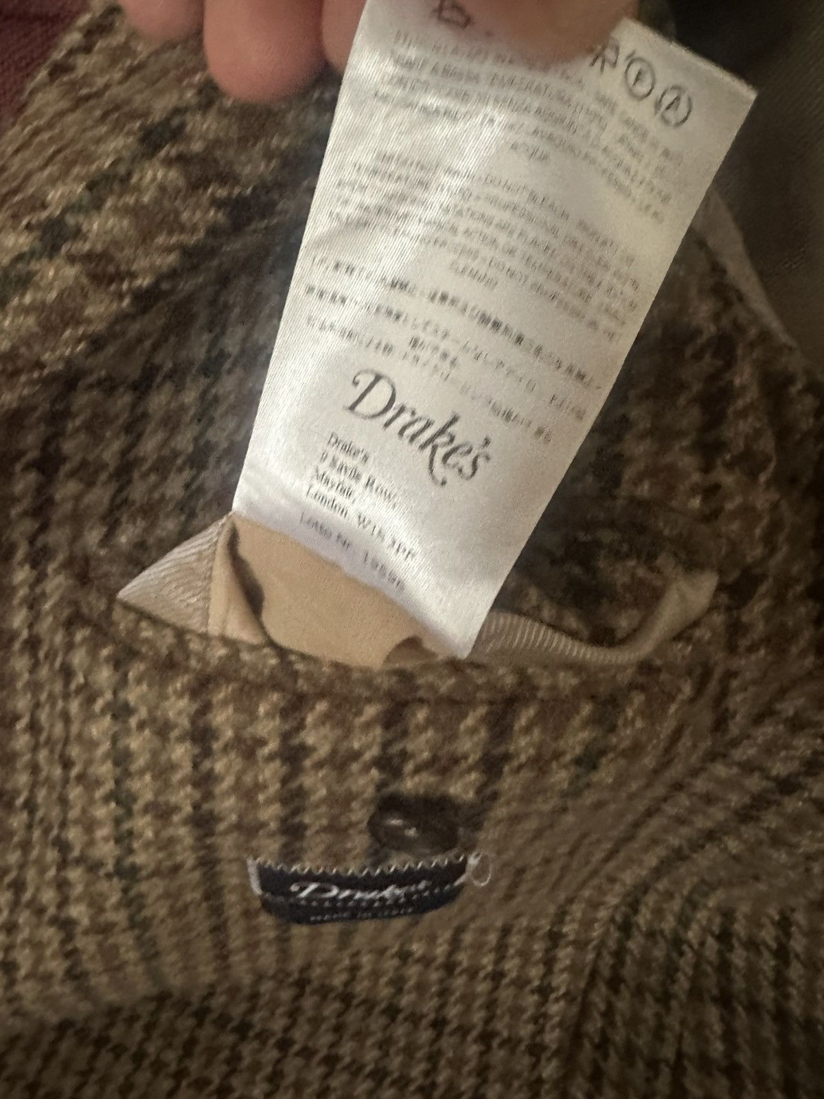Drake's Drake’s Brown Houndstooth Virgin Wool - JKT-3- 40R Size 40R - 4 Thumbnail