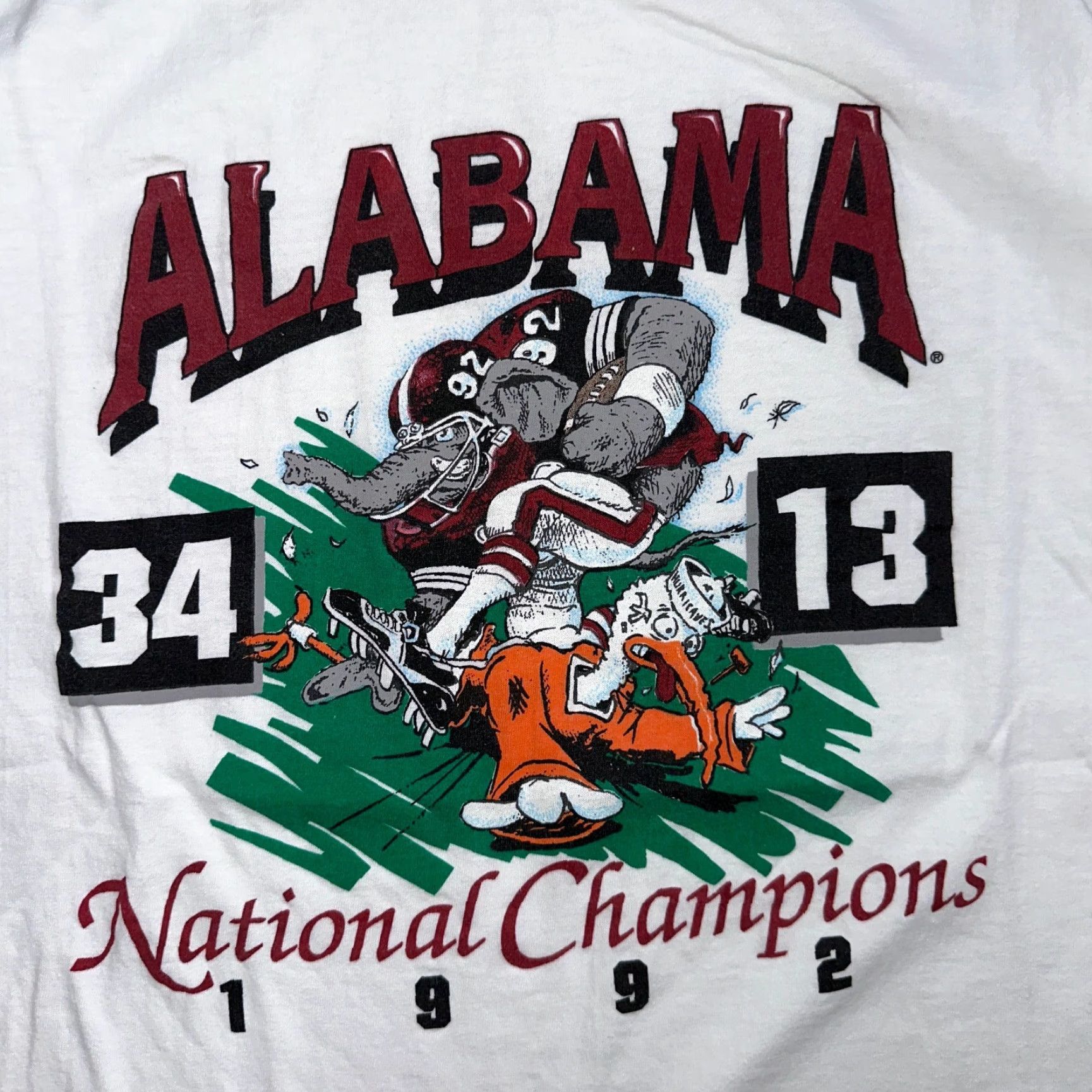 Champion Alabama 1992 VTG National Champions T Shirt L White Football RARE Single Stitch Crew Neck Men Tennessee River Shirt Vintage 90s Mens Size US L / EU 52-54 / 3 - 2 Thumbnail