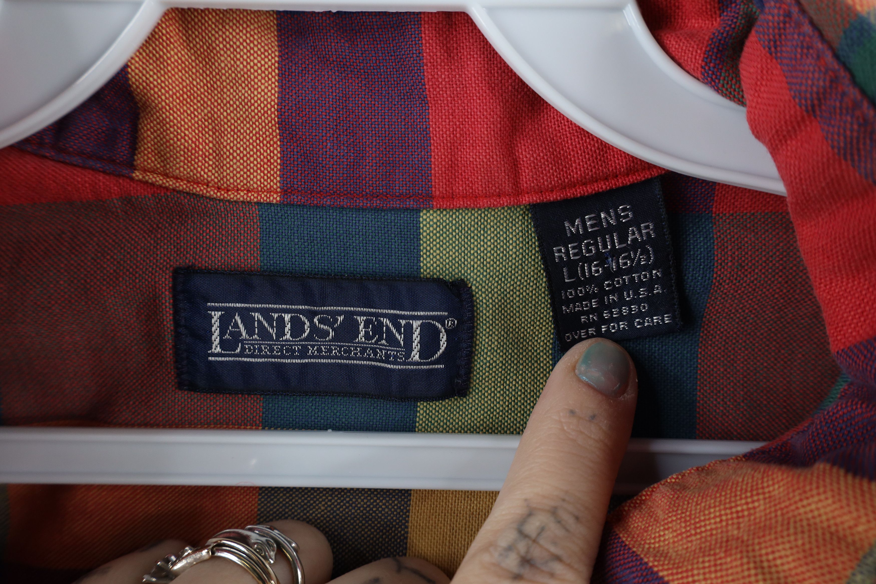 Lands' End × Vintage Vintage 90s Lands End Madras Plaid Button Down Shirt USA Size US L / EU 52-54 / 3 - 5 Thumbnail