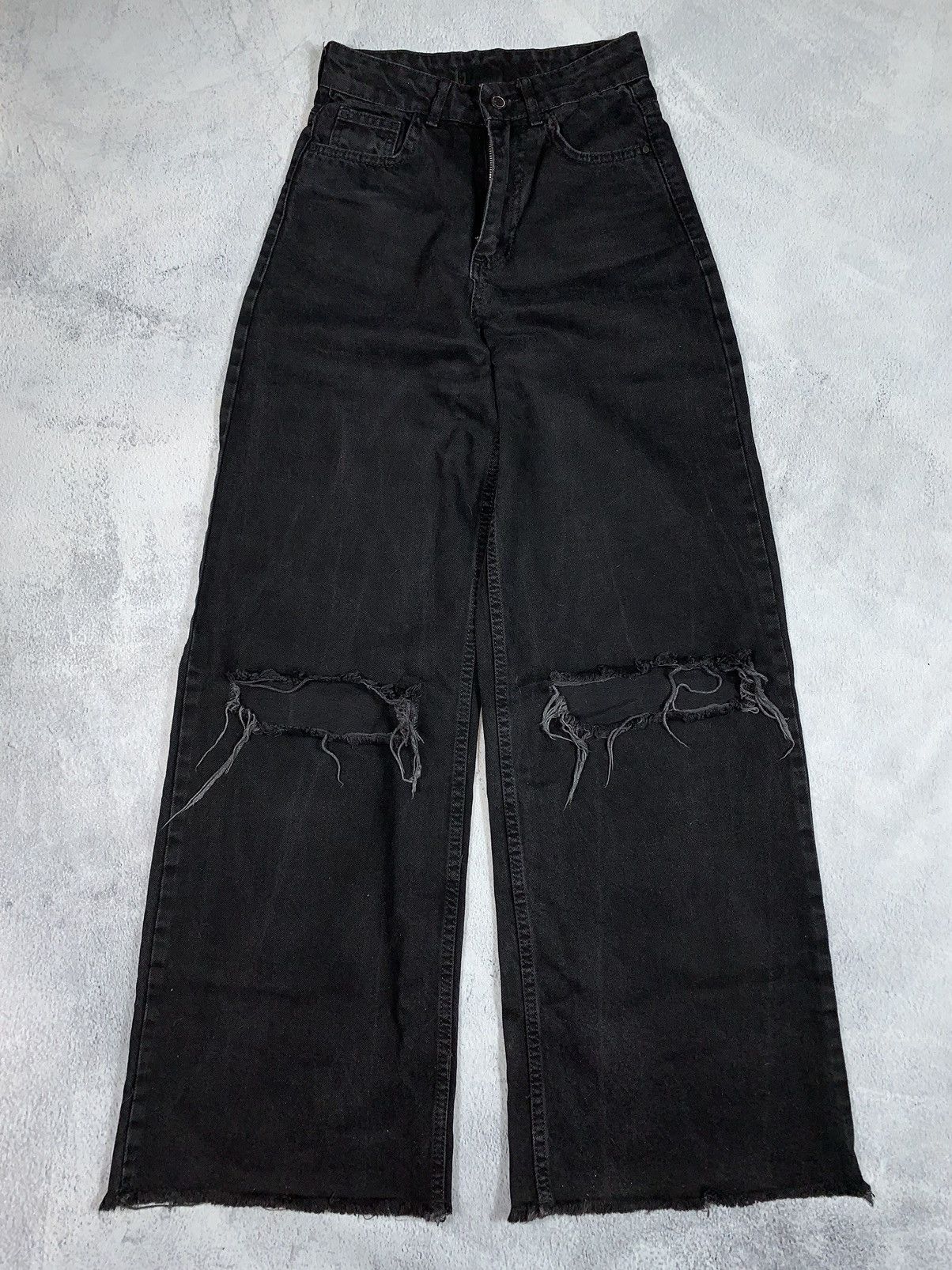 Japanese Brand × Vintage Vintage Y2K Japanese wide flared denim pants streetwear 26 Size 26" / US 2 / IT 38 - 1 Thumbnail