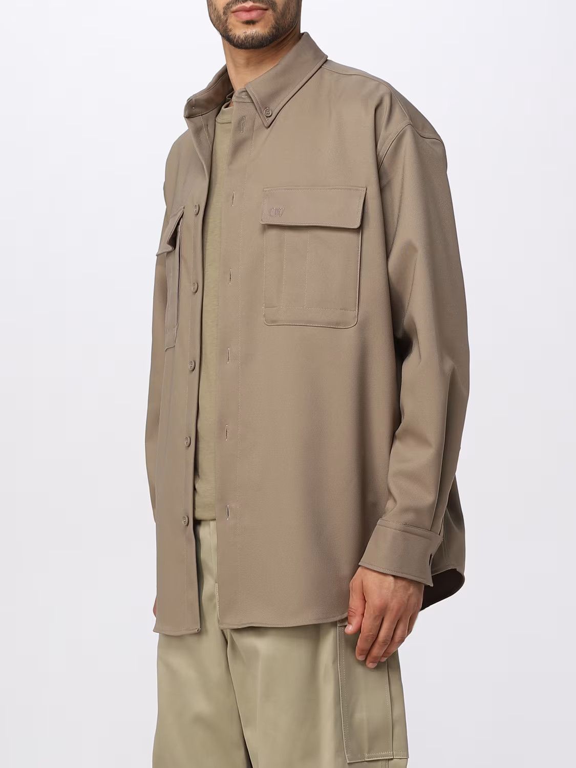 Off-White o1y0325 Logo Solid Color Shirt in Beige Size US M / EU 48-50 / 2 - 3 Thumbnail