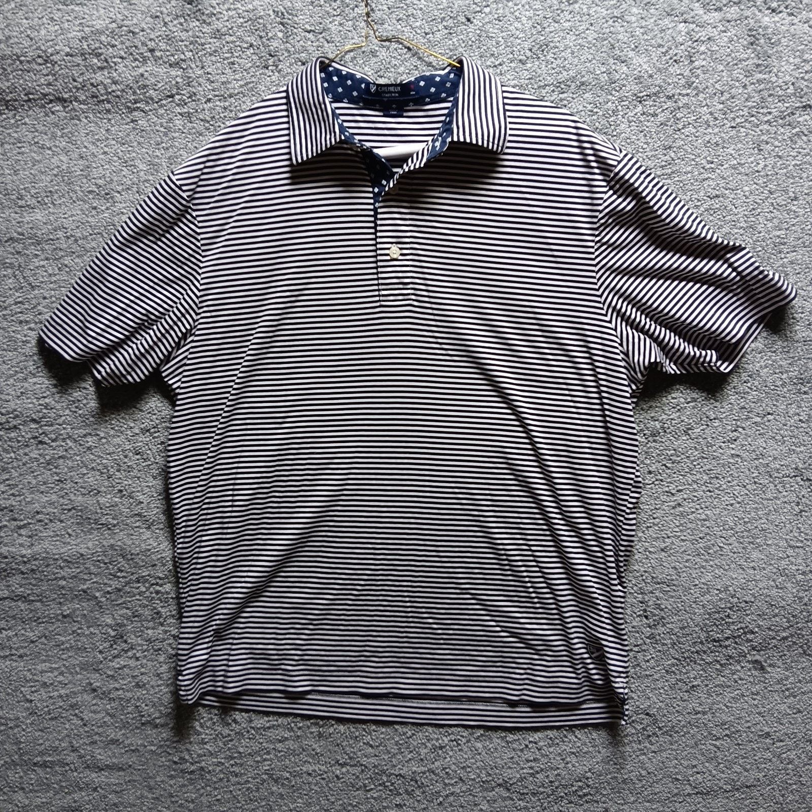 Cremieux Cremieux Collection Mens Polo XL Striped with Printed Collar Size US XL / EU 56 / 4 - 1 Thumbnail