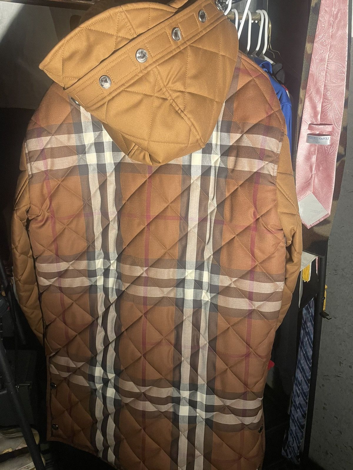 image of Quilted Burberry Heavy Coat in Brown, Men's (Size XL)