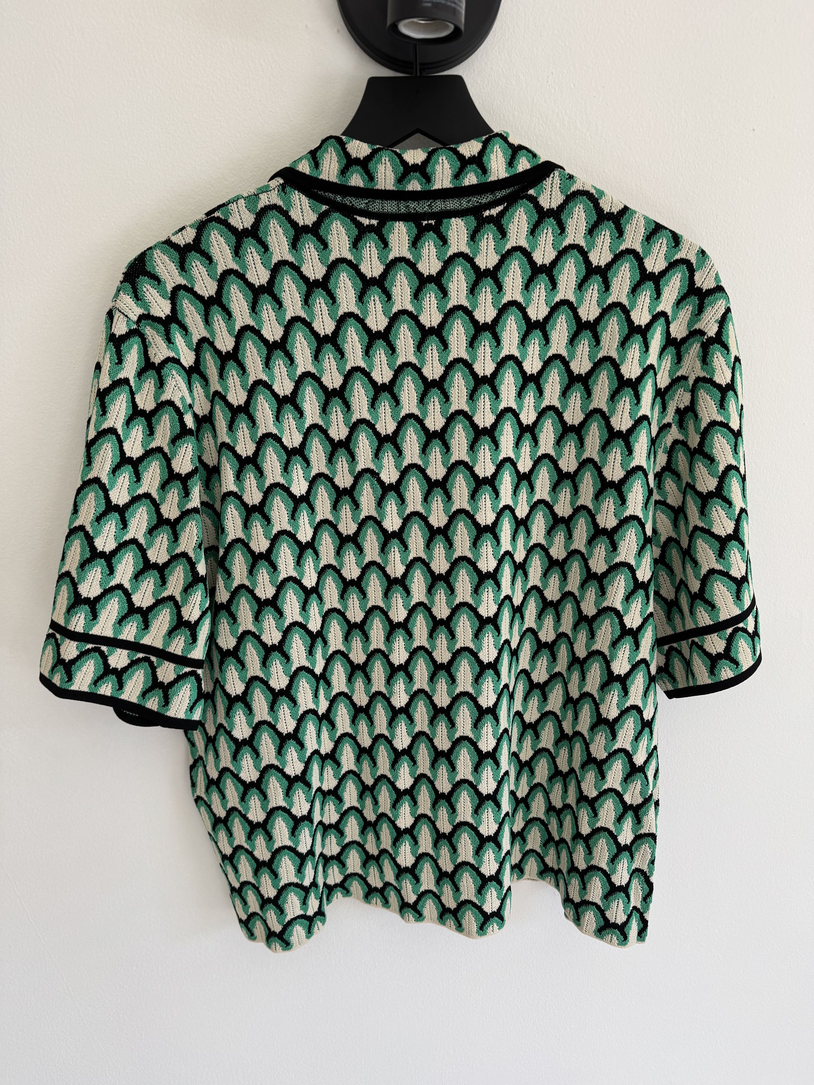 Green Sandro Geometric Knit Shirt