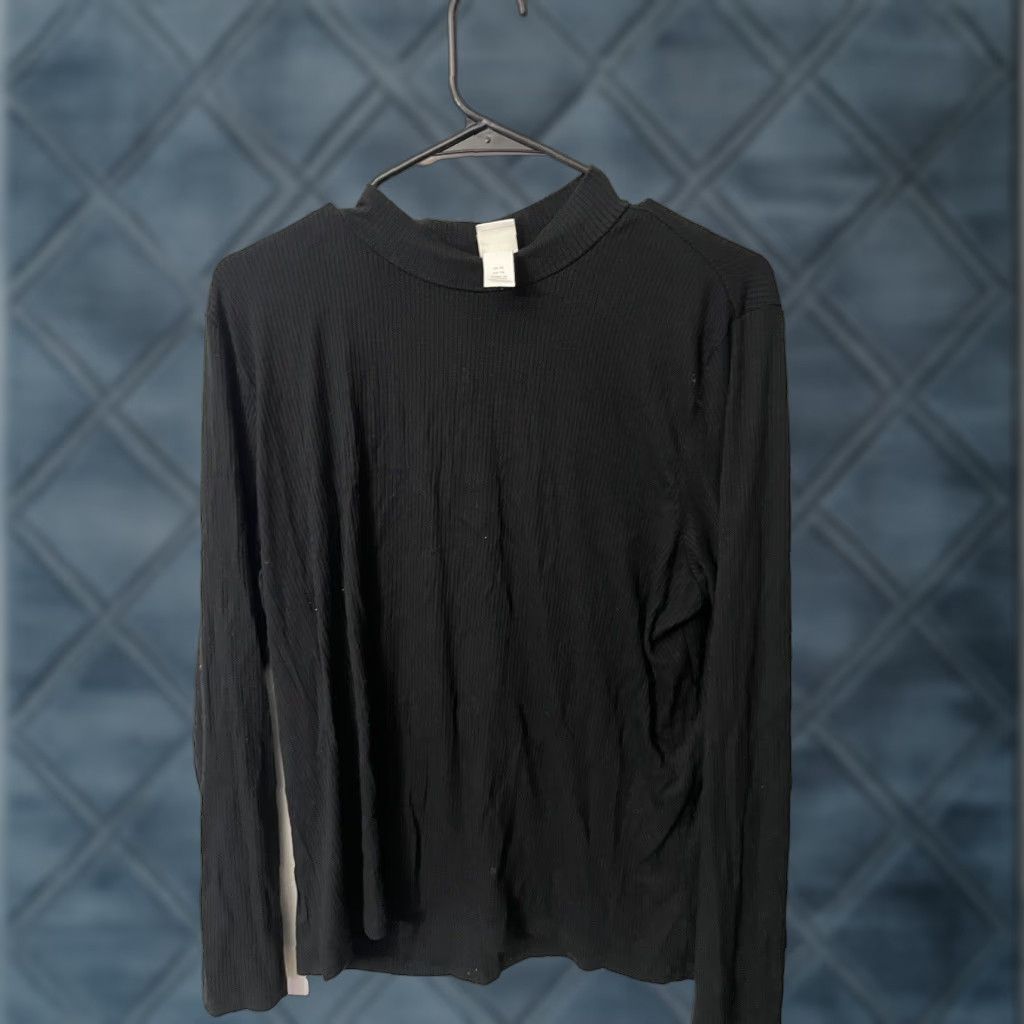 H&M VINTAGE H&M Women's Black Long Sleeve Boat Neck Top Ribbed Knit XL Suitable for Business Formal Wedding Workwear Size XL / US 12-14 / IT 48-50 - 1 Thumbnail