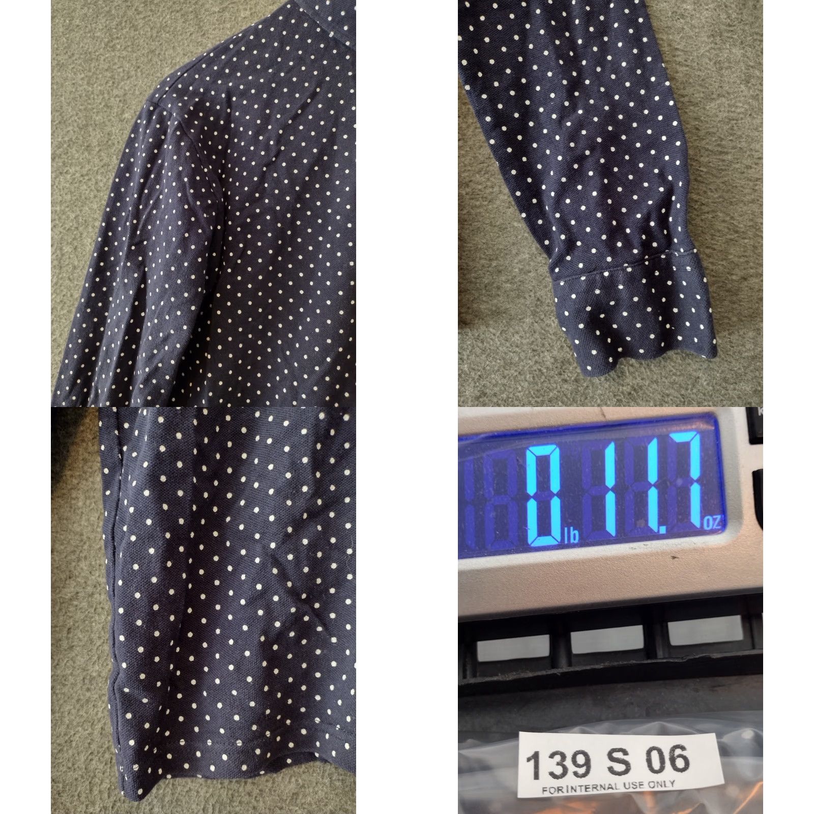 Vintage Jsk Men's XL Polo Shirt Polka Dot Blue/White Regular Fit Long Sleeve Button-Down Collar Casual Size US XL / EU 56 / 4 - 8 Thumbnail