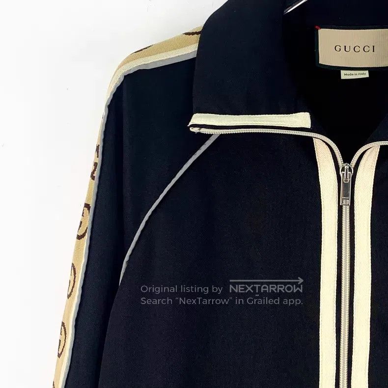 Gucci Gucci Black side logo striped lapel zipper long-sleeved ja Size US XS / EU 42 / 0 - 3 Thumbnail