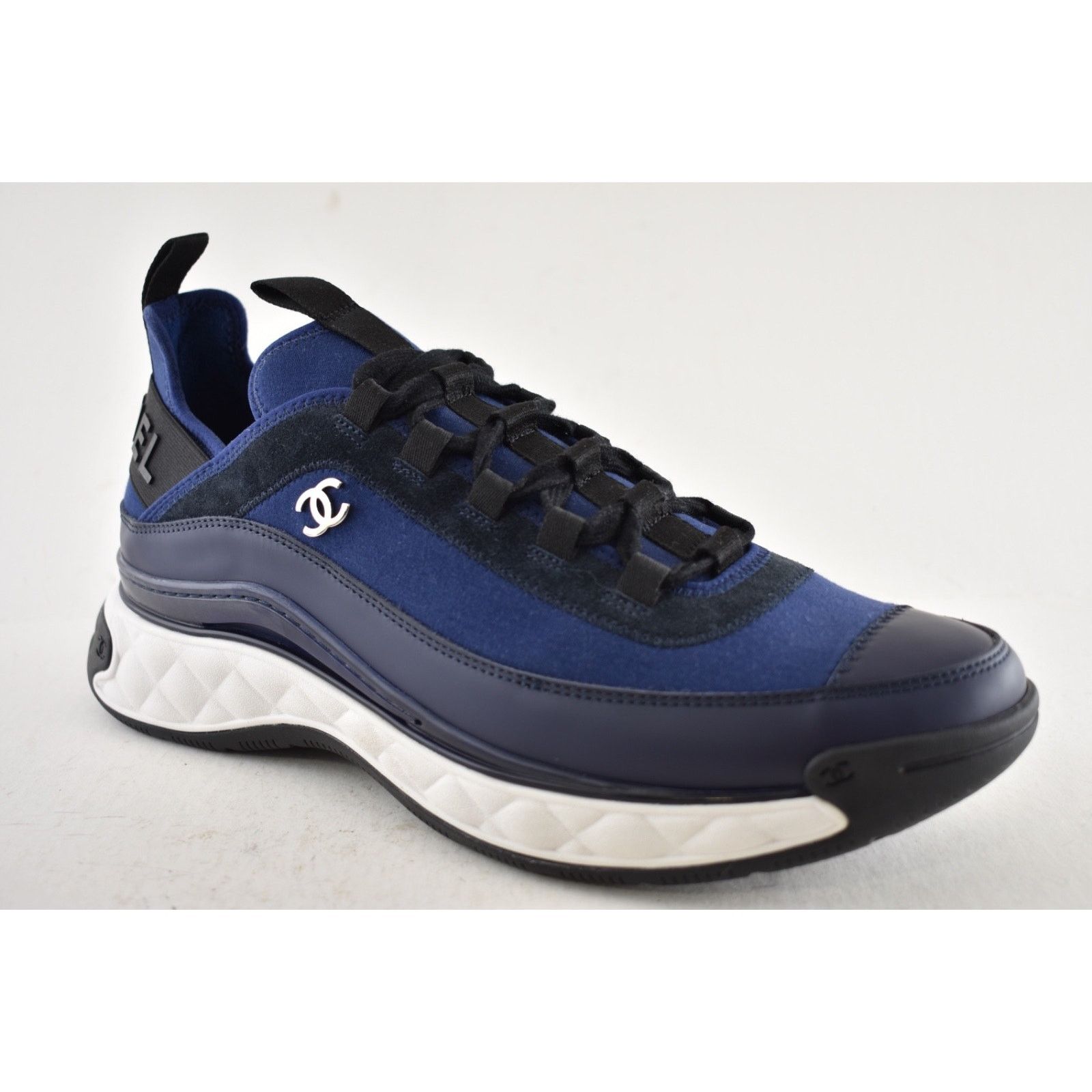 Chanel Chanel 20C Mens Blue Black White CC Logo Lace Up Low Size US 11 / EU 44 - 4 Thumbnail