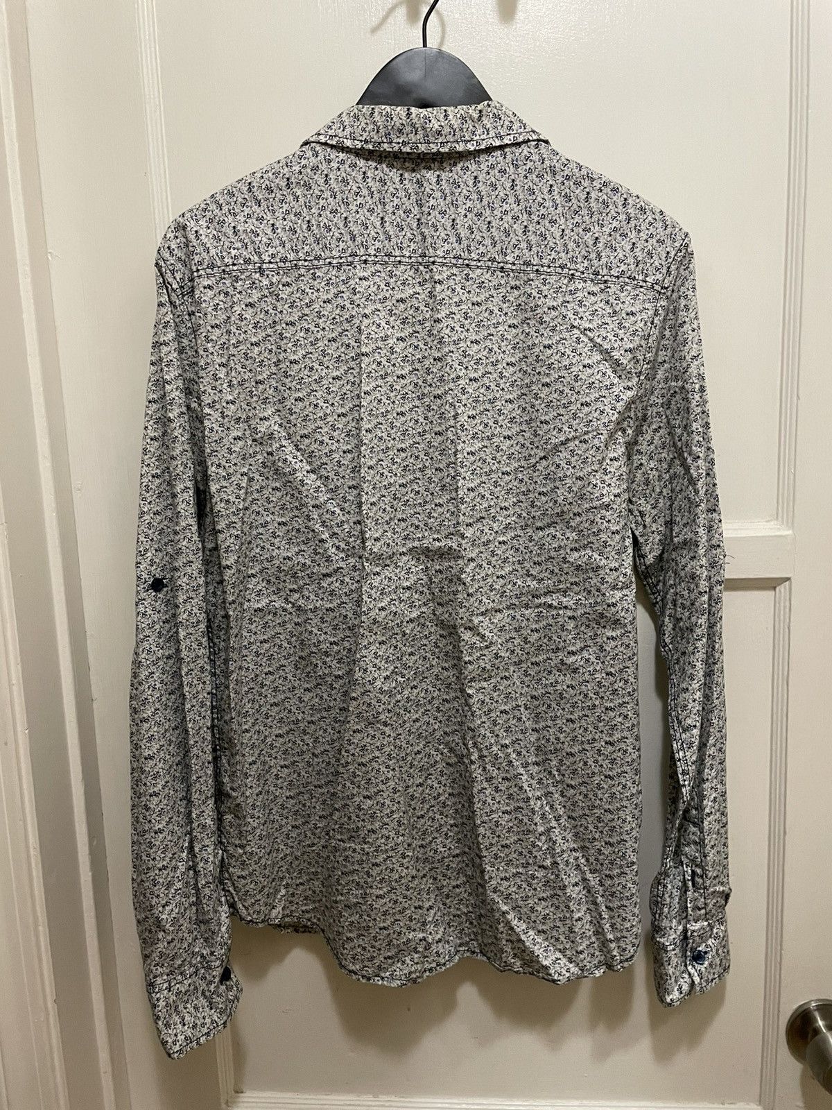 Eighth Avenue White Button Up Blue/Black Floral Pattern Size US M / EU 48-50 / 2 - 2 Thumbnail